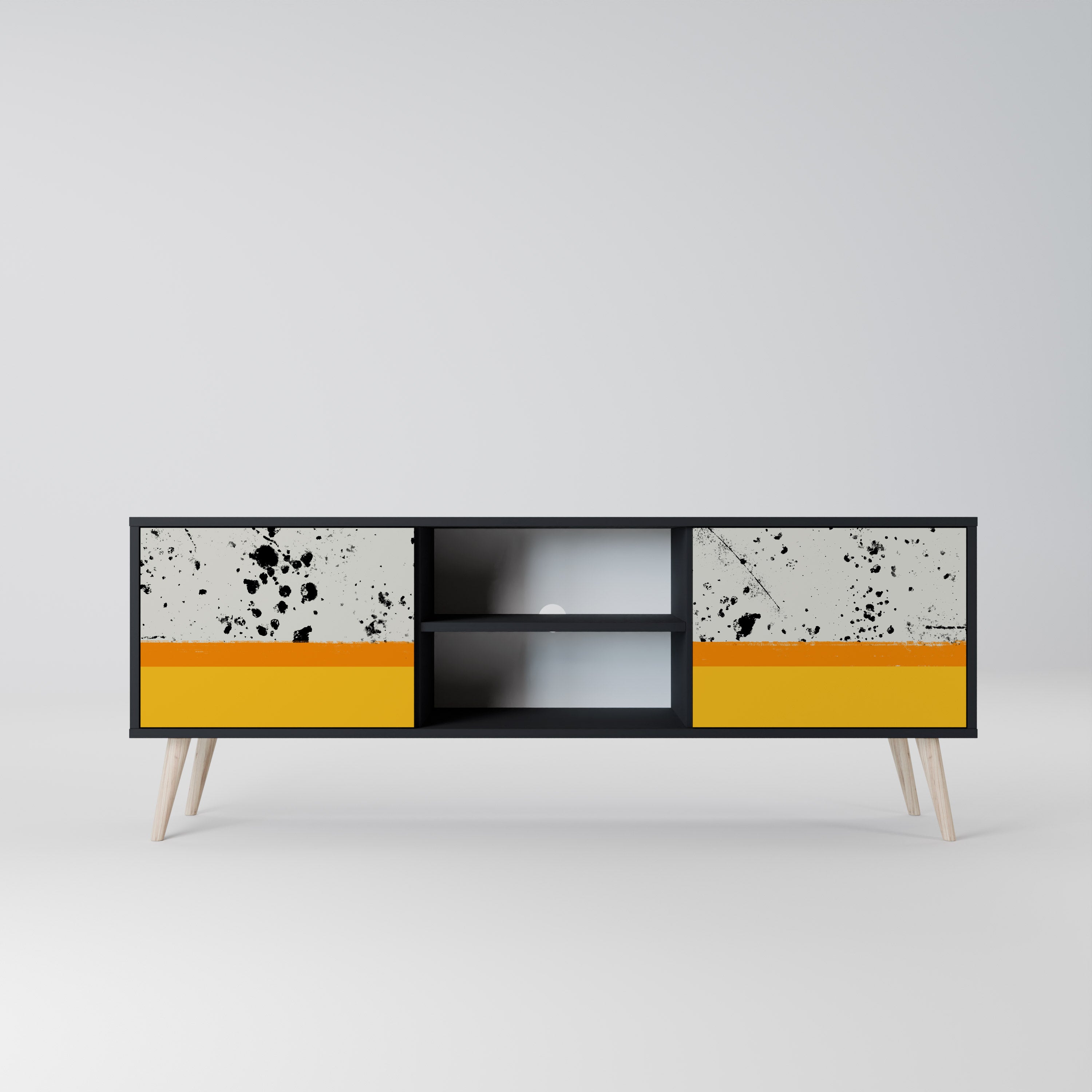 Mueble de TV de 2 puertas DYED BY ORANGE en acabado negro