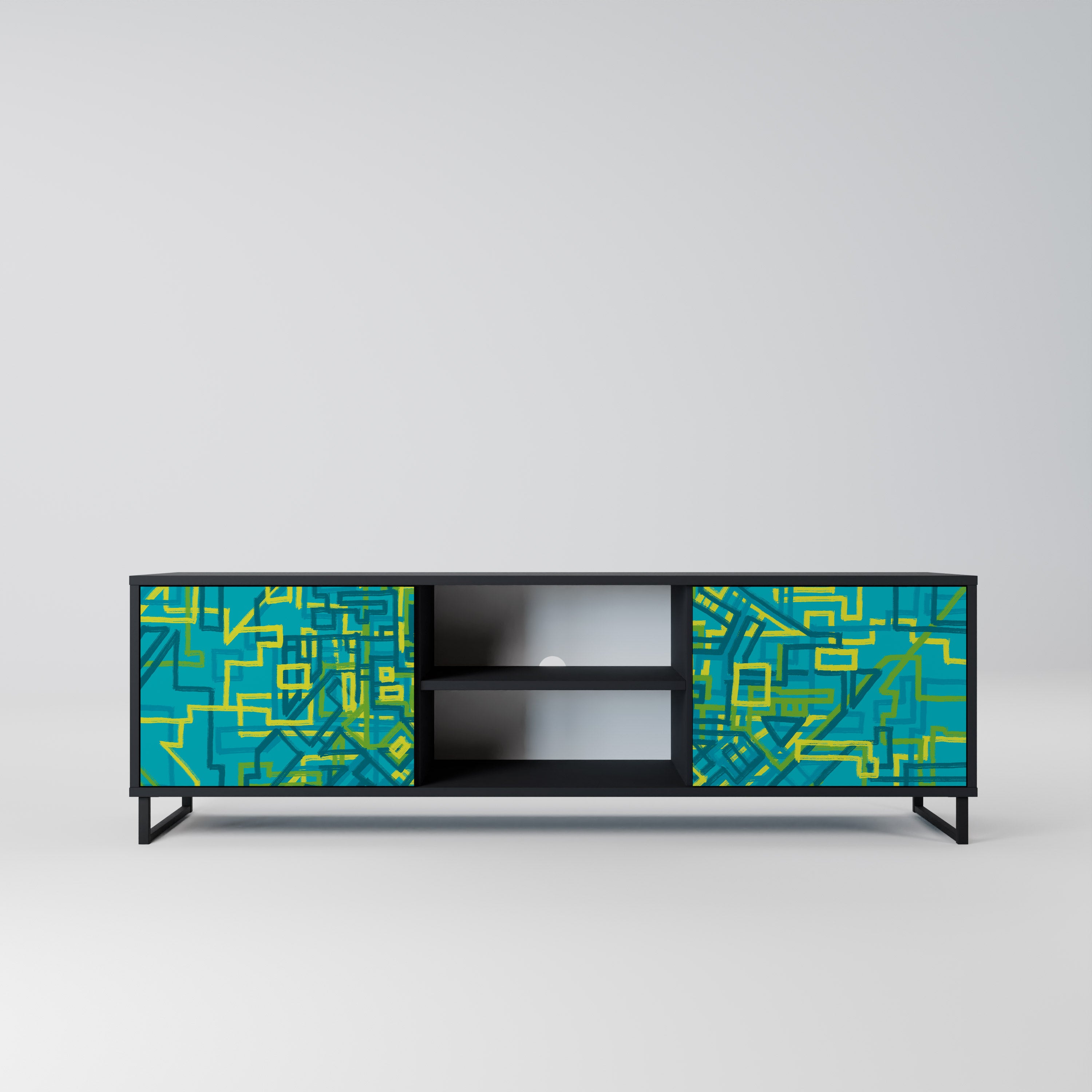 Mueble de TV de 2 puertas con acabado negro NOSTALGIC MEMORIES