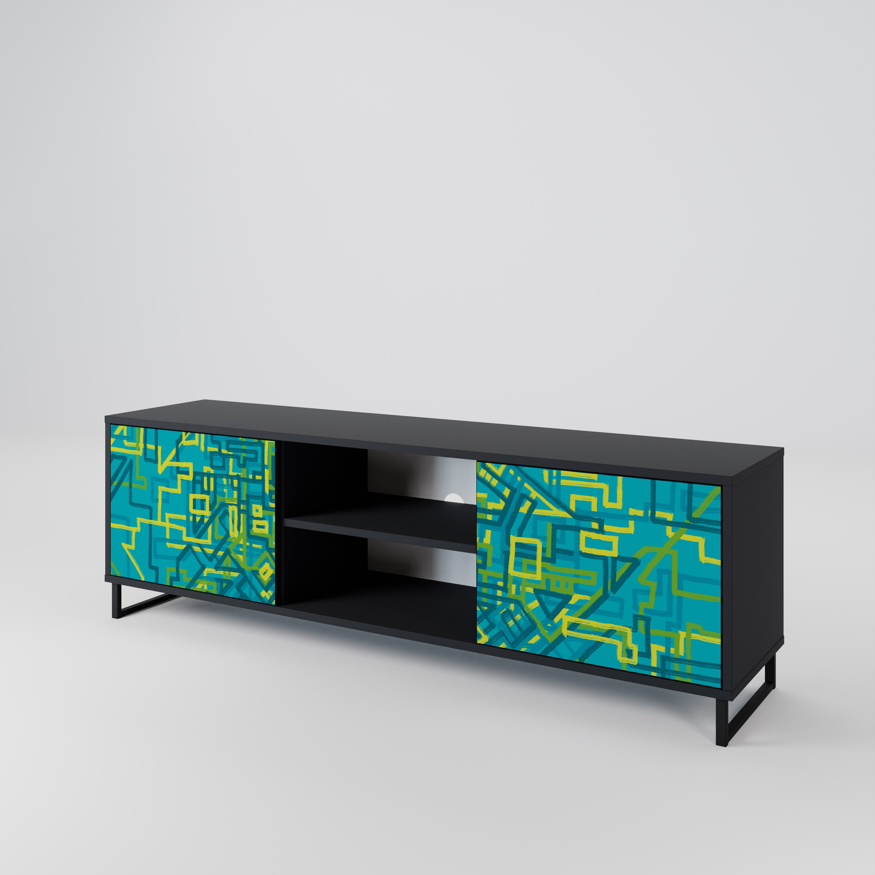Mueble de TV de 2 puertas con acabado negro NOSTALGIC MEMORIES