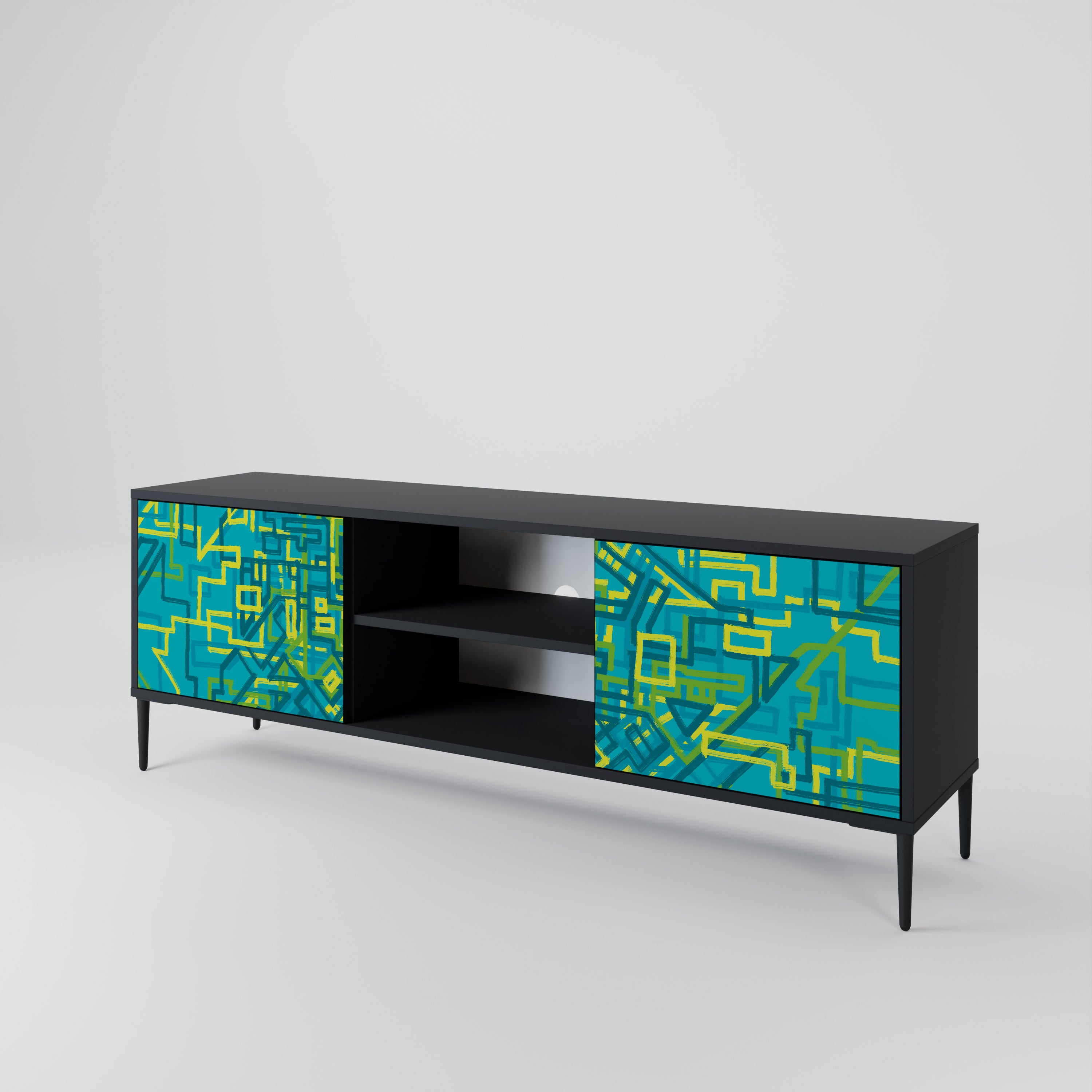 Mueble de TV de 2 puertas con acabado negro NOSTALGIC MEMORIES