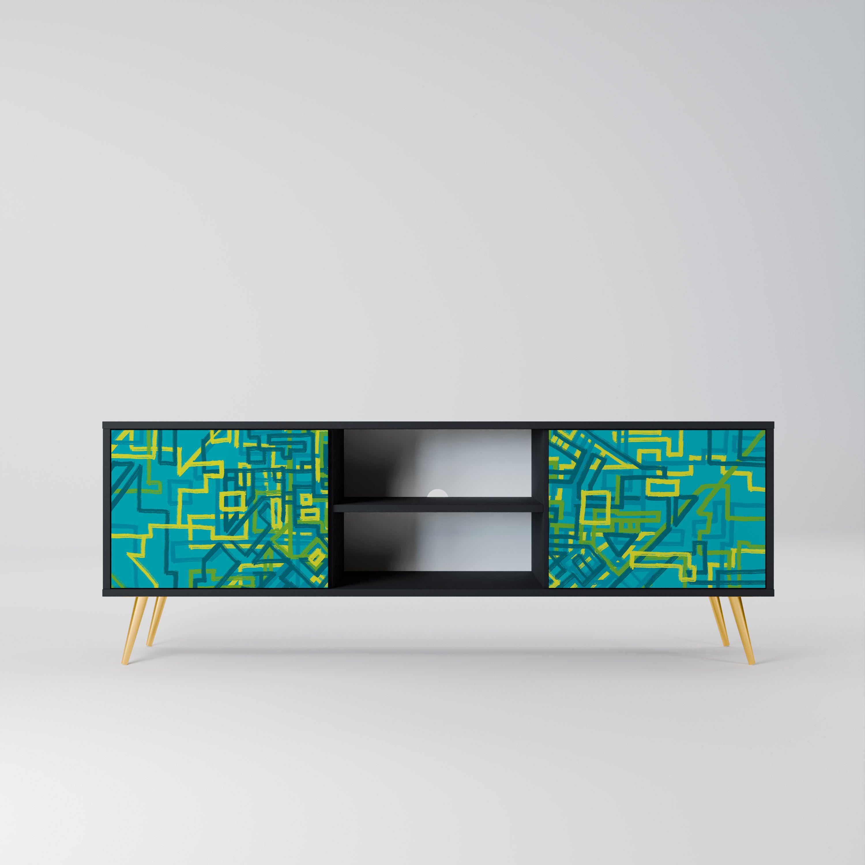 Mueble de TV de 2 puertas con acabado negro NOSTALGIC MEMORIES