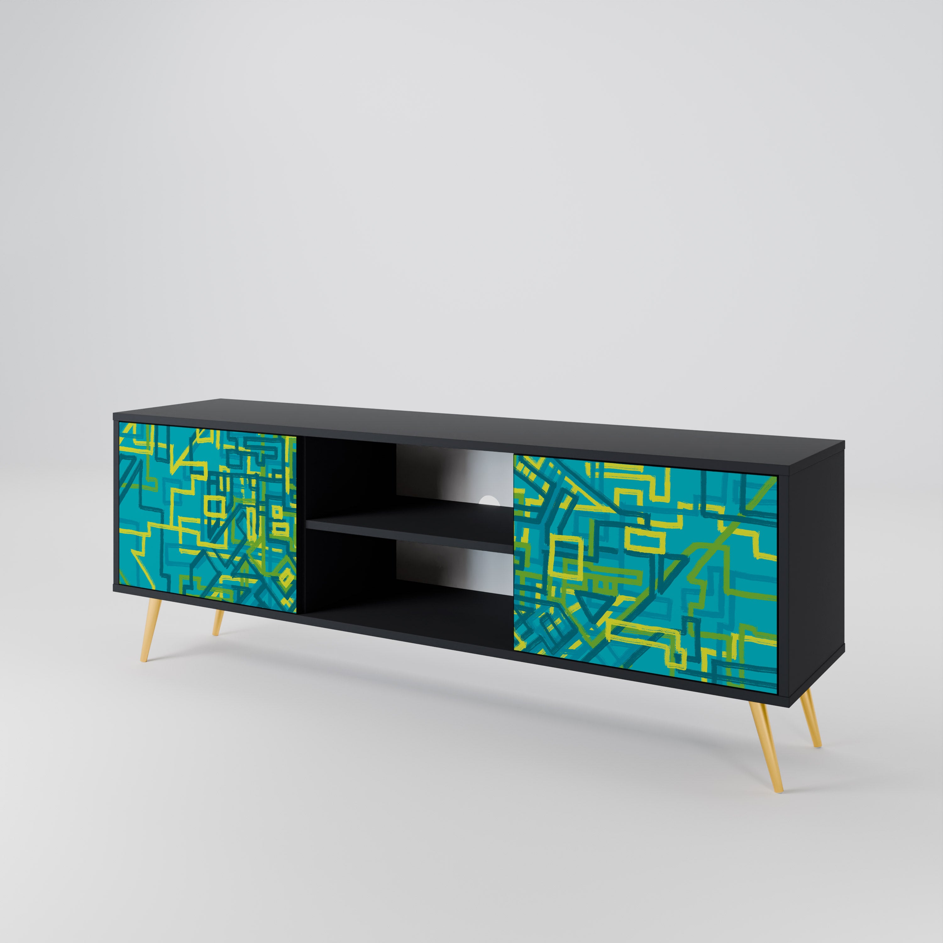 Mueble de TV de 2 puertas con acabado negro NOSTALGIC MEMORIES