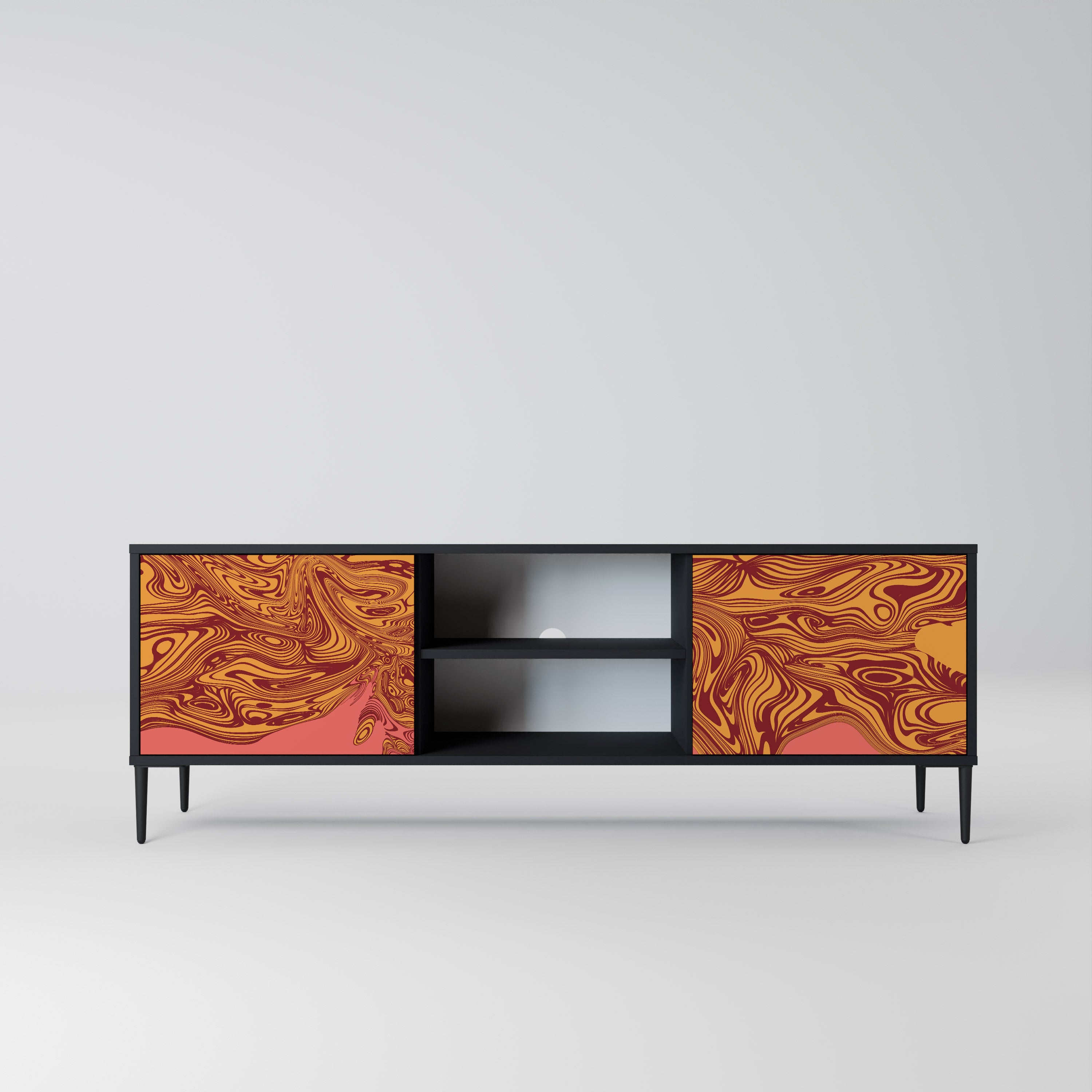 Mueble de TV de 2 puertas FLOATING THOUGHTS con acabado negro