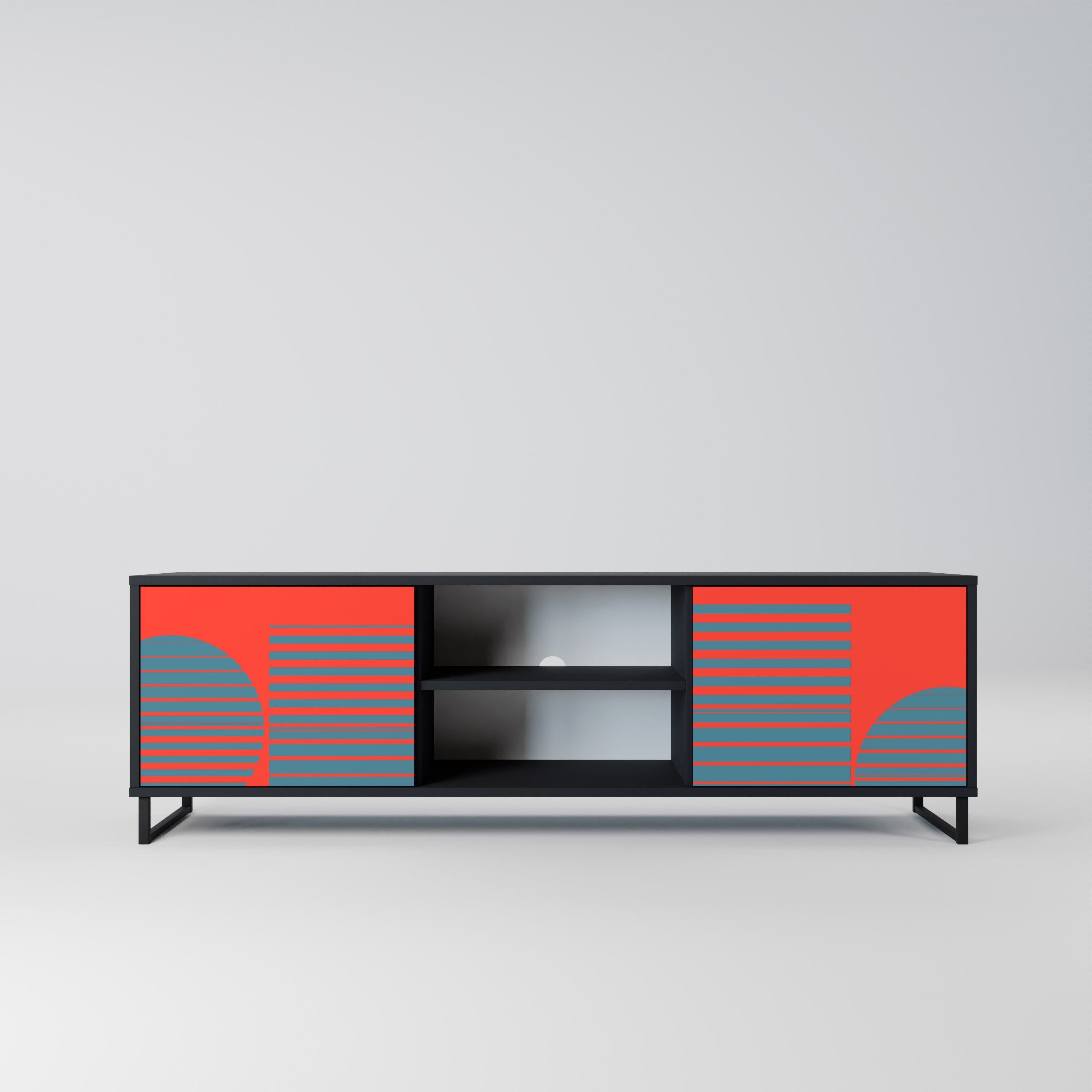 Mueble de TV de 2 puertas RISING GEOMETRY STARS con acabado negro