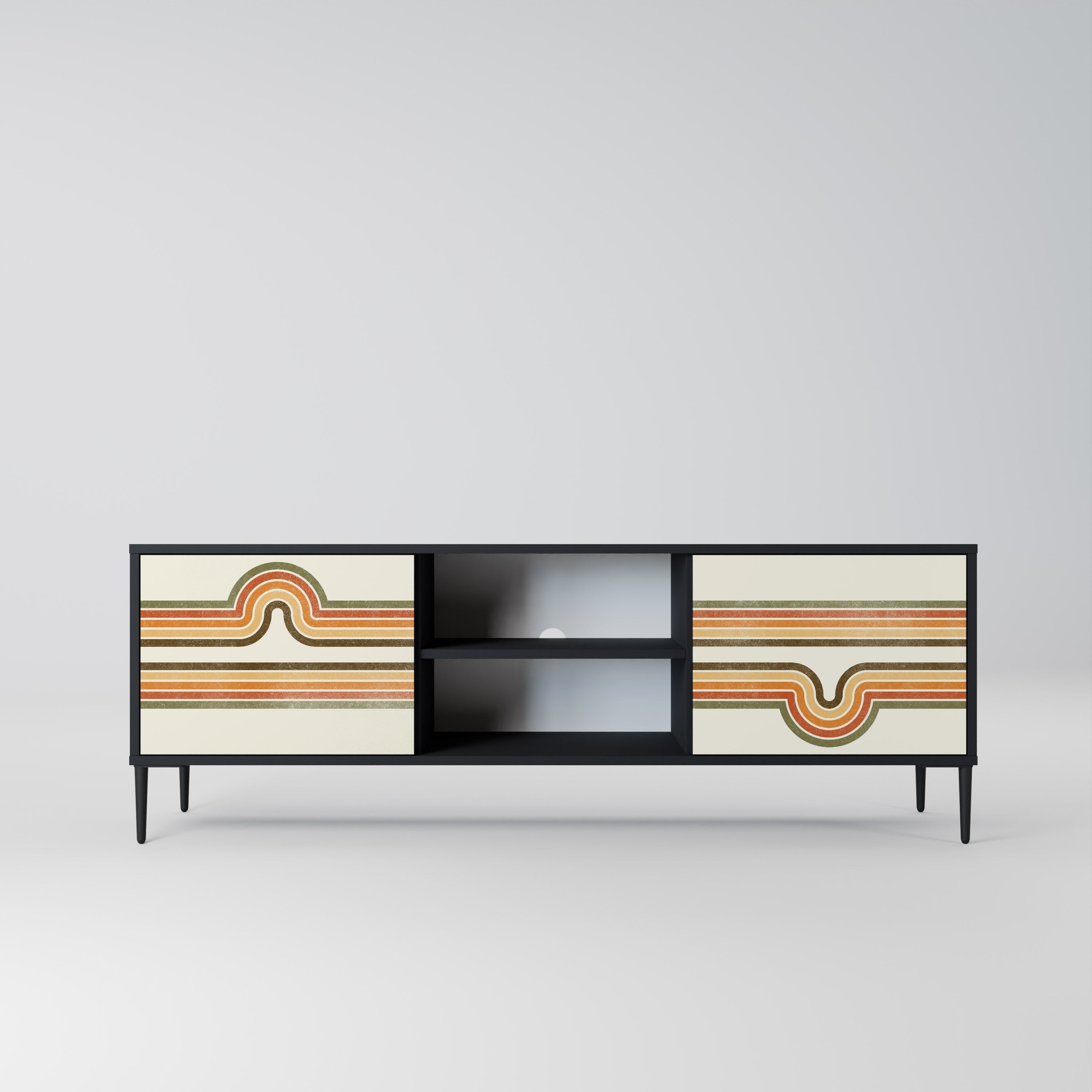EXCEPCIONAL Mueble para TV STREAM de 2 puertas con acabado negro