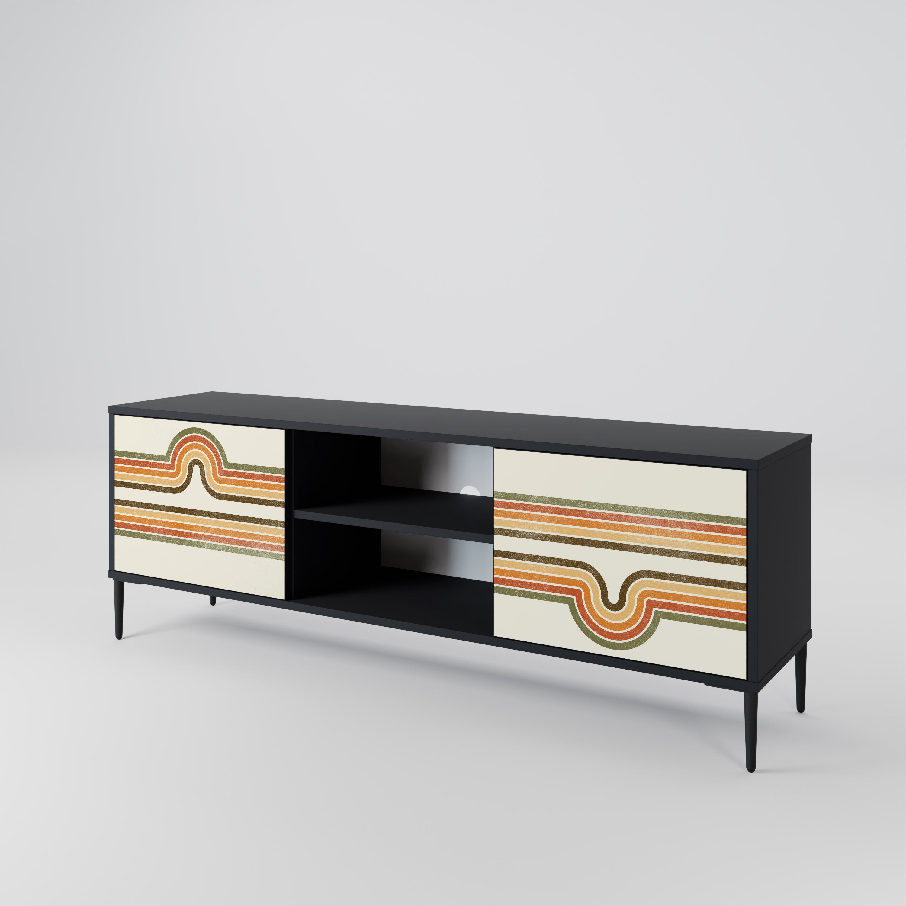 EXCEPCIONAL Mueble para TV STREAM de 2 puertas con acabado negro