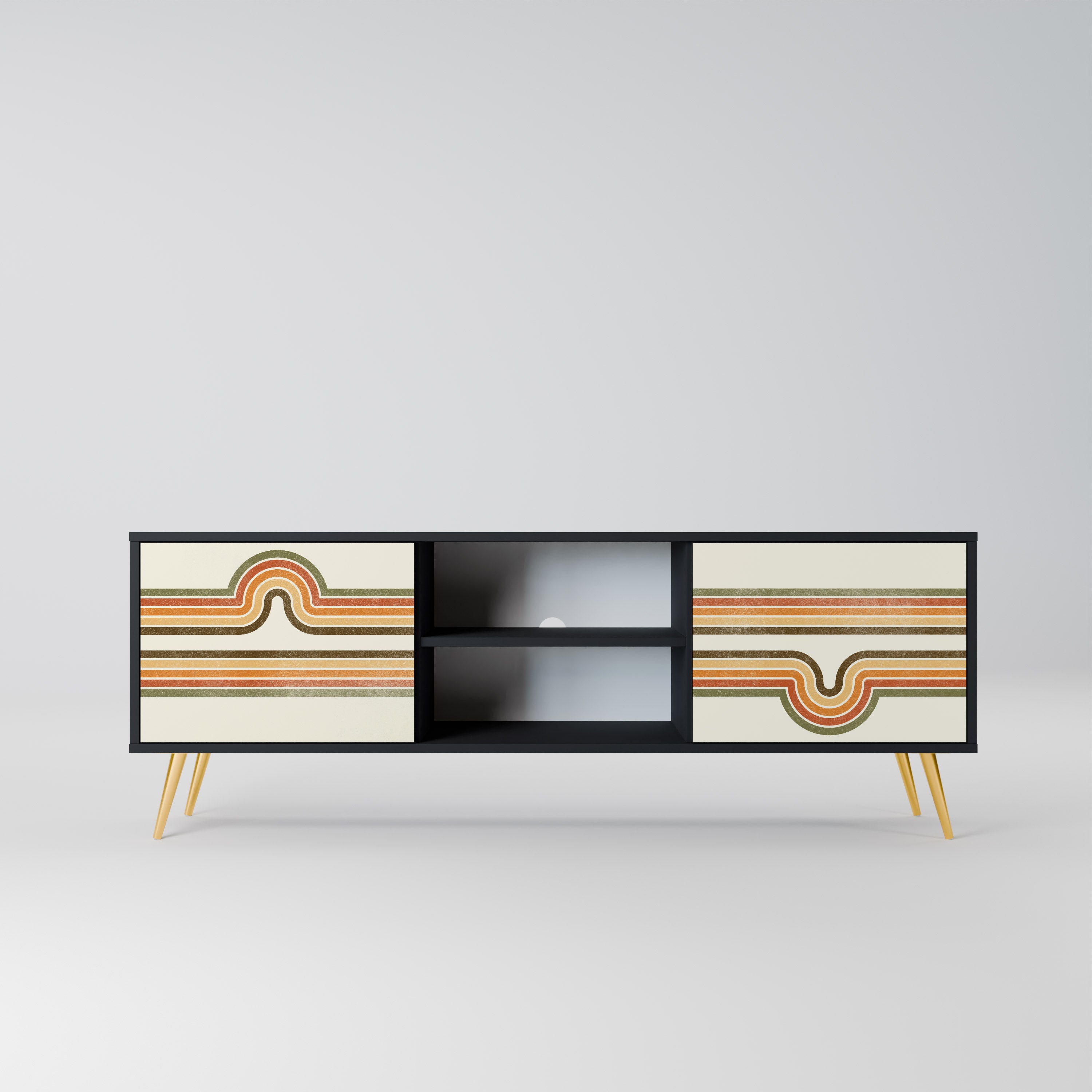EXCEPCIONAL Mueble para TV STREAM de 2 puertas con acabado negro