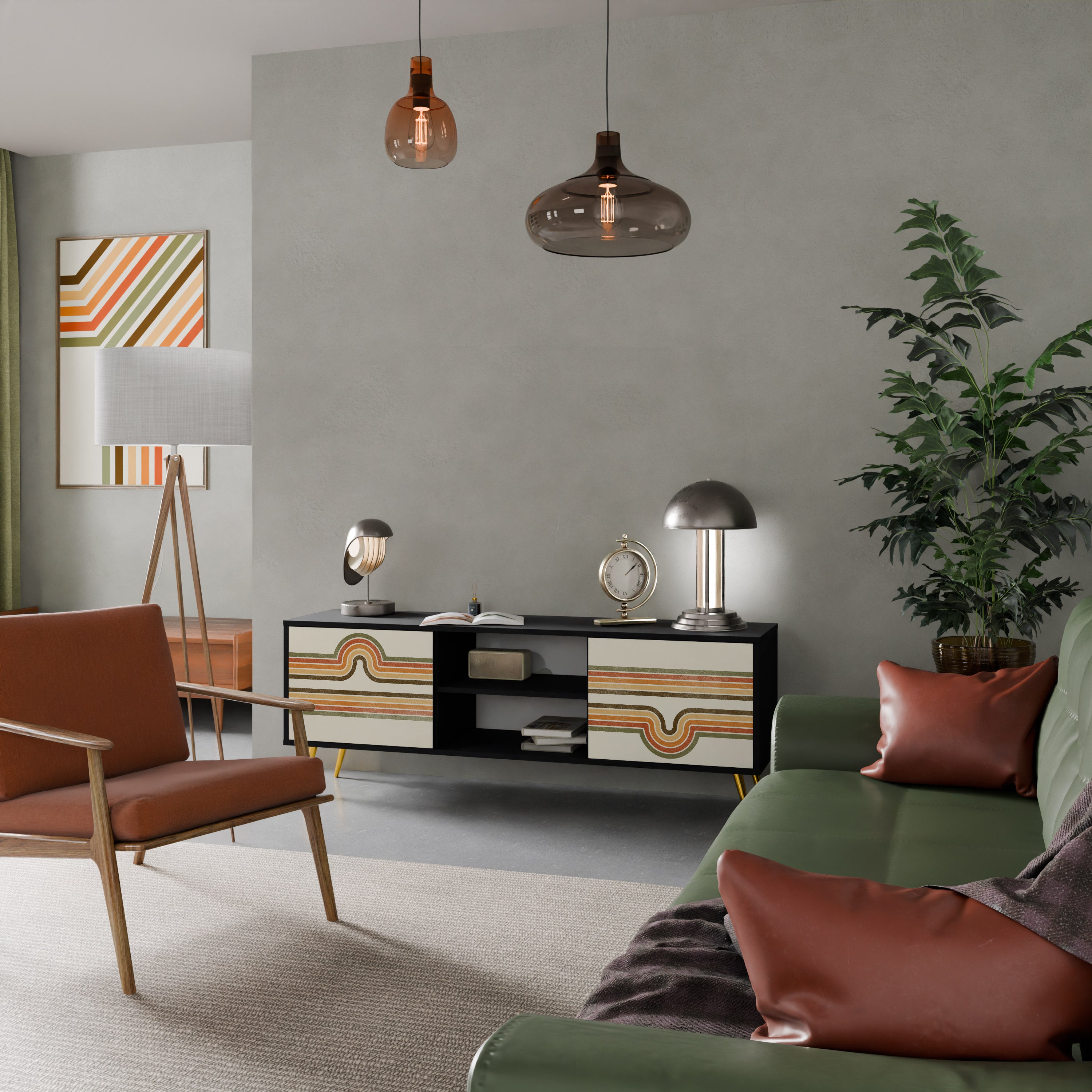 EXCEPCIONAL Mueble para TV STREAM de 2 puertas con acabado negro