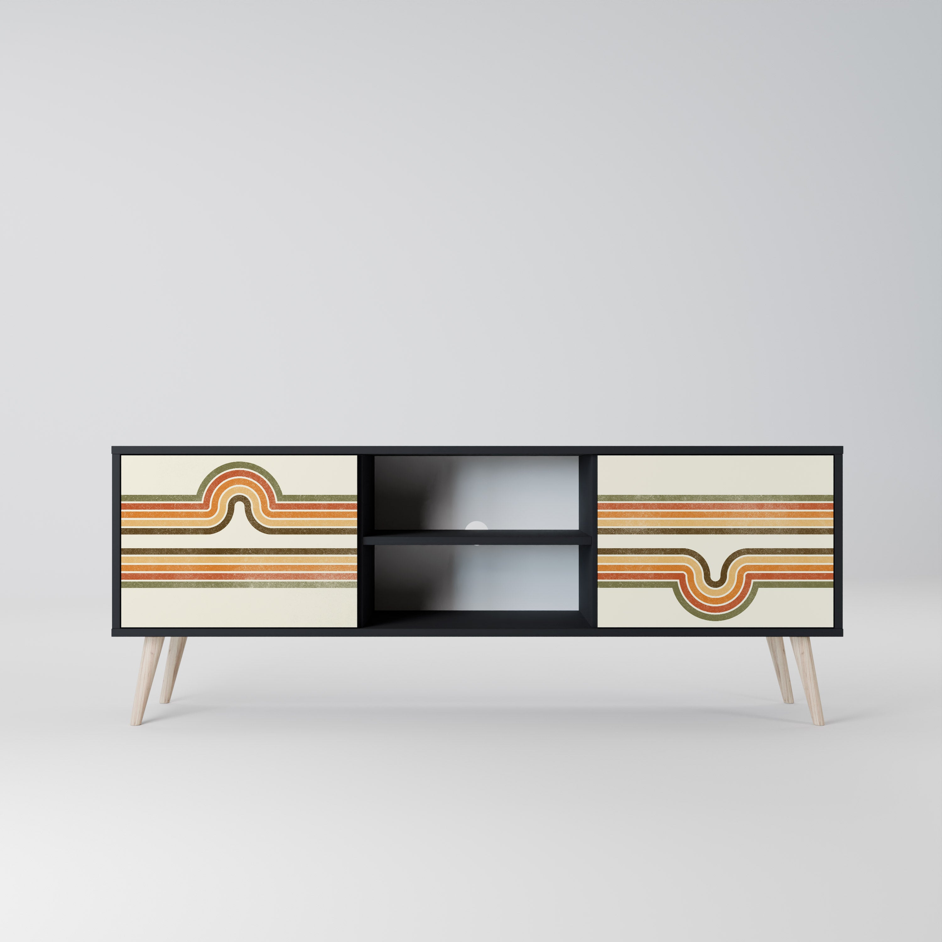 EXCEPCIONAL Mueble para TV STREAM de 2 puertas con acabado negro