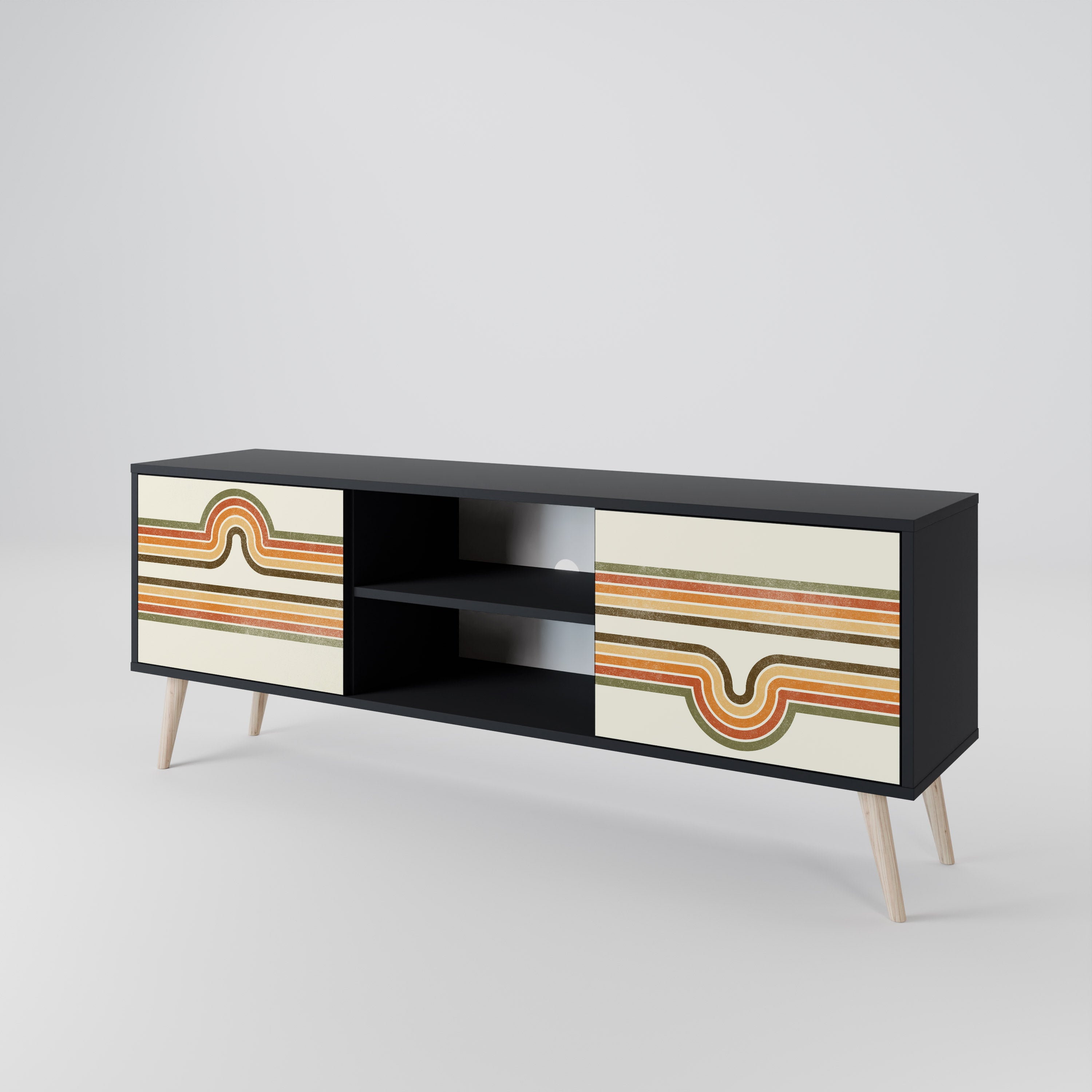 EXCEPCIONAL Mueble para TV STREAM de 2 puertas con acabado negro