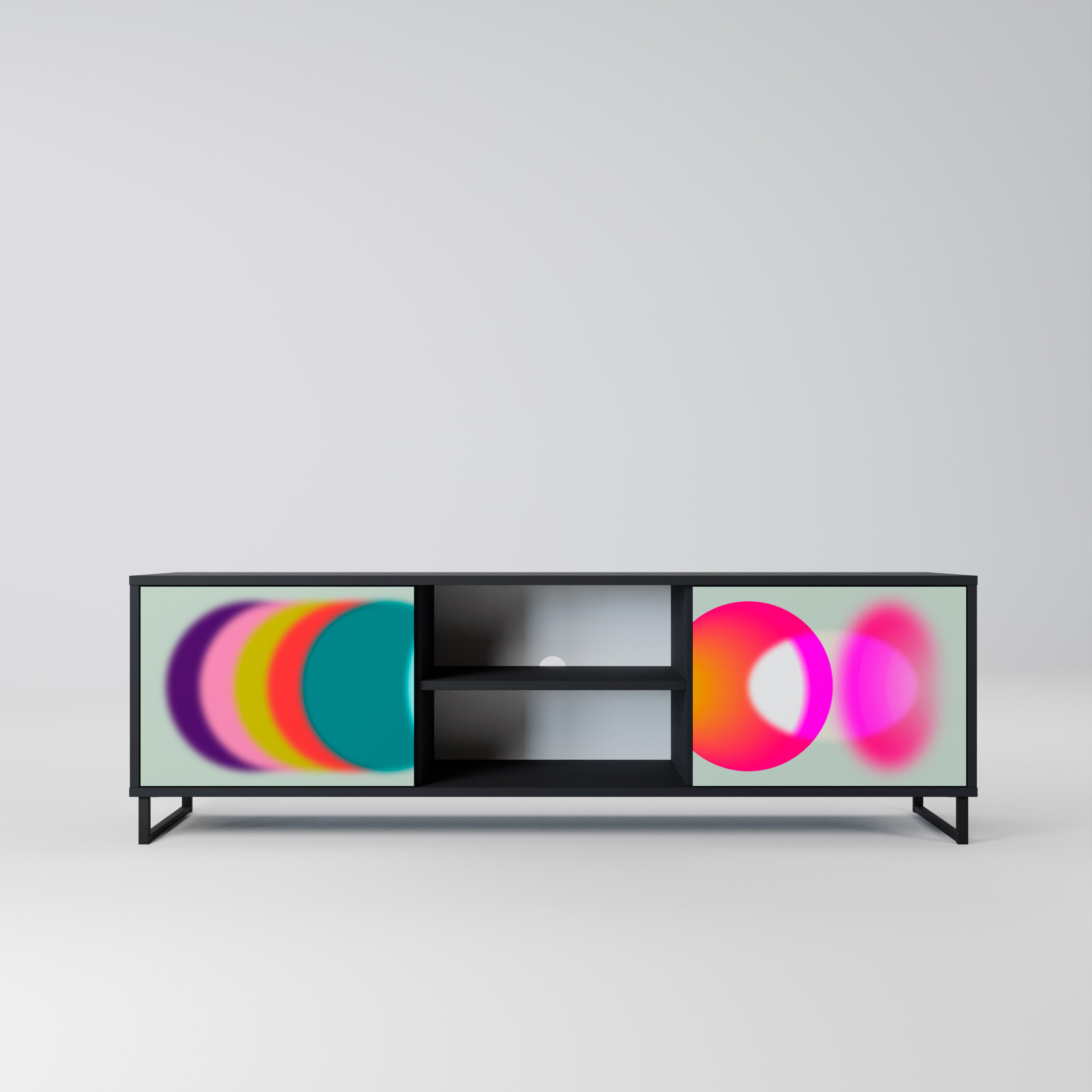Mueble de TV de 2 puertas SYMPHONY OF COLORS en acabado negro