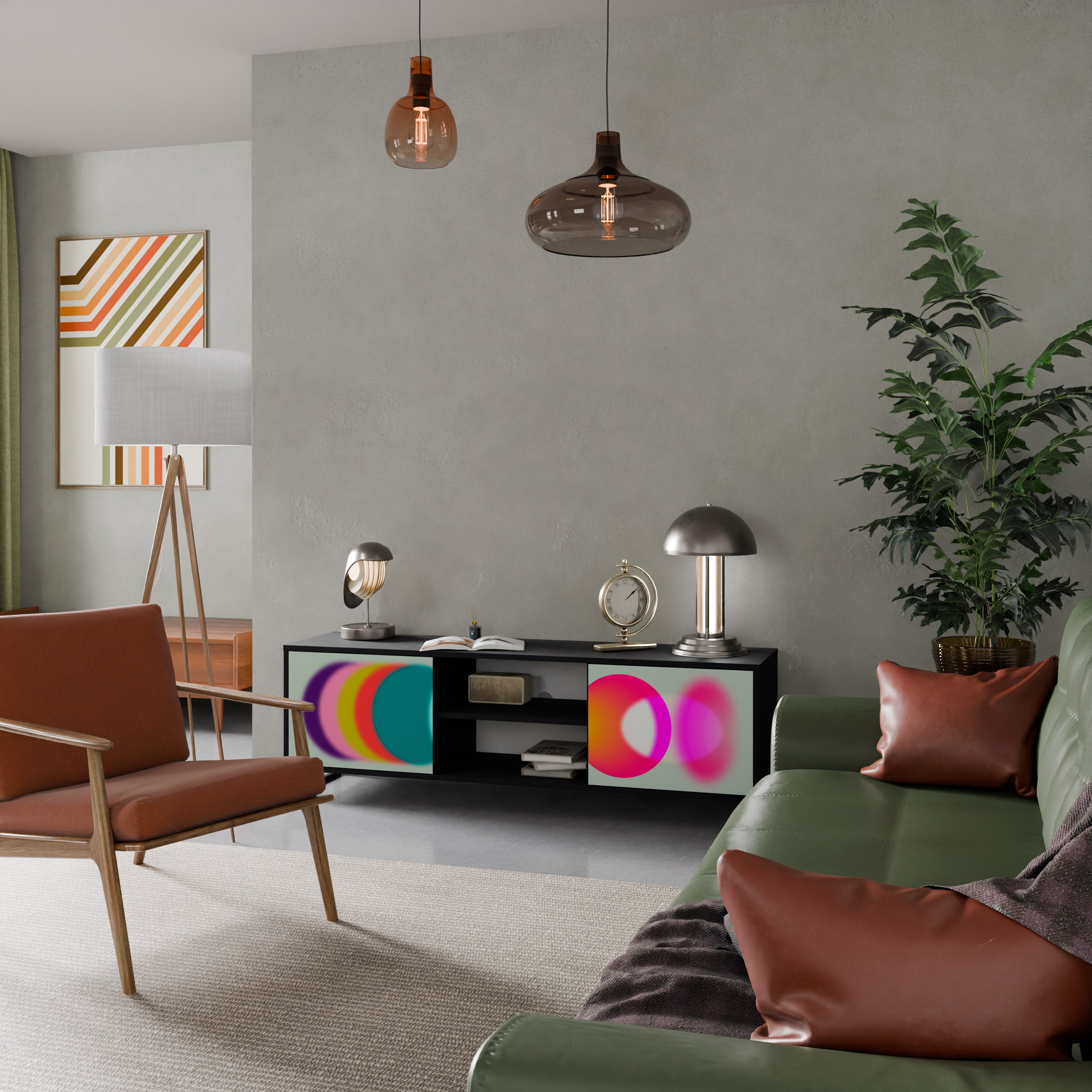 Mueble de TV de 2 puertas SYMPHONY OF COLORS en acabado negro