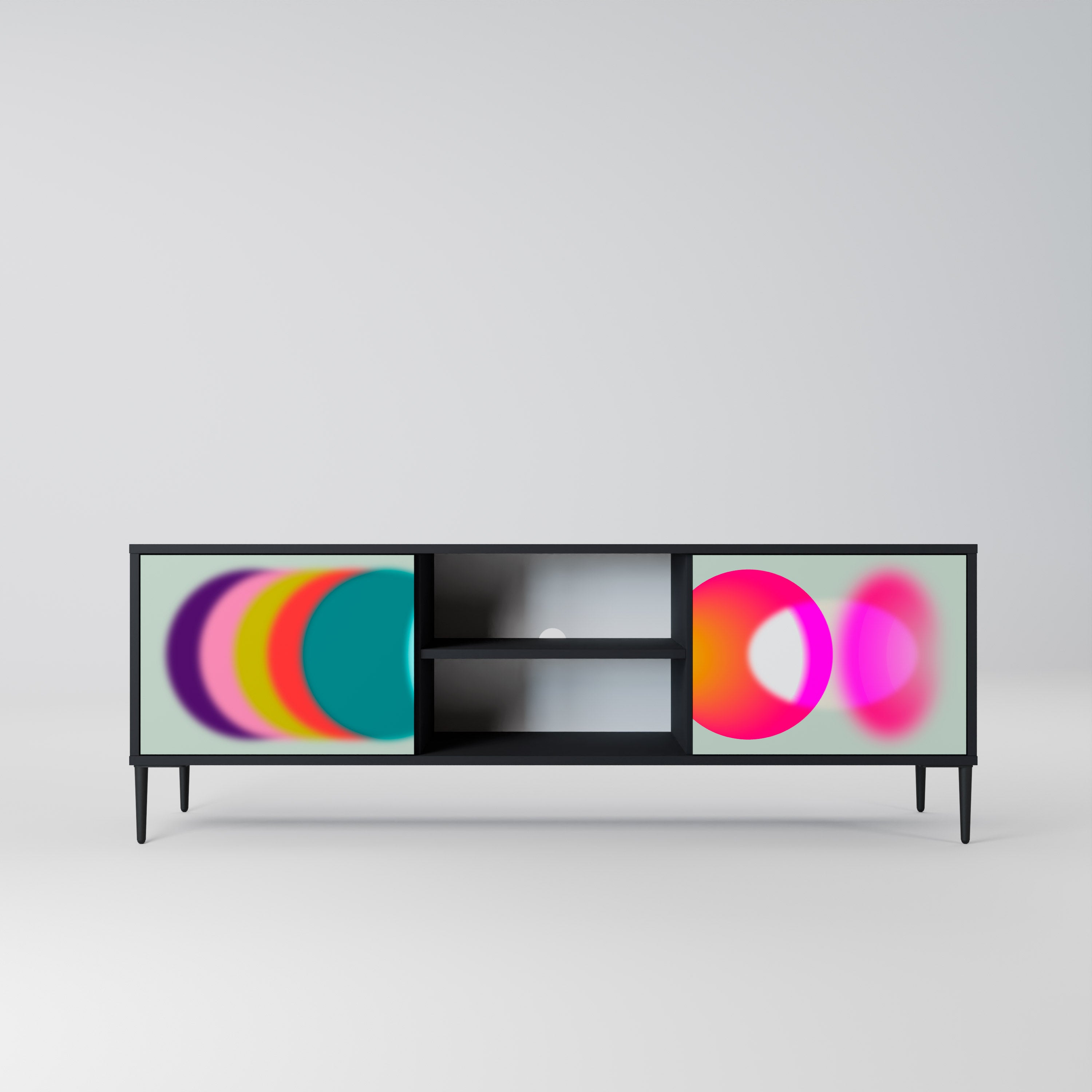 Mueble de TV de 2 puertas SYMPHONY OF COLORS en acabado negro