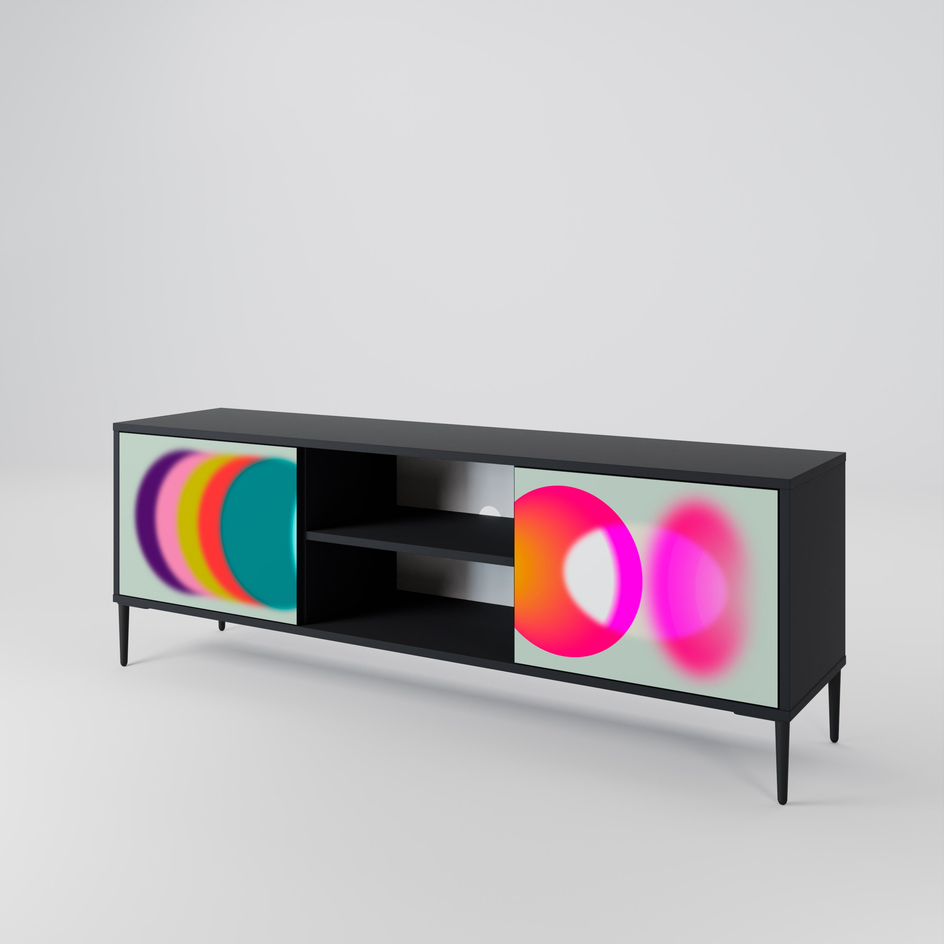 Mueble de TV de 2 puertas SYMPHONY OF COLORS en acabado negro