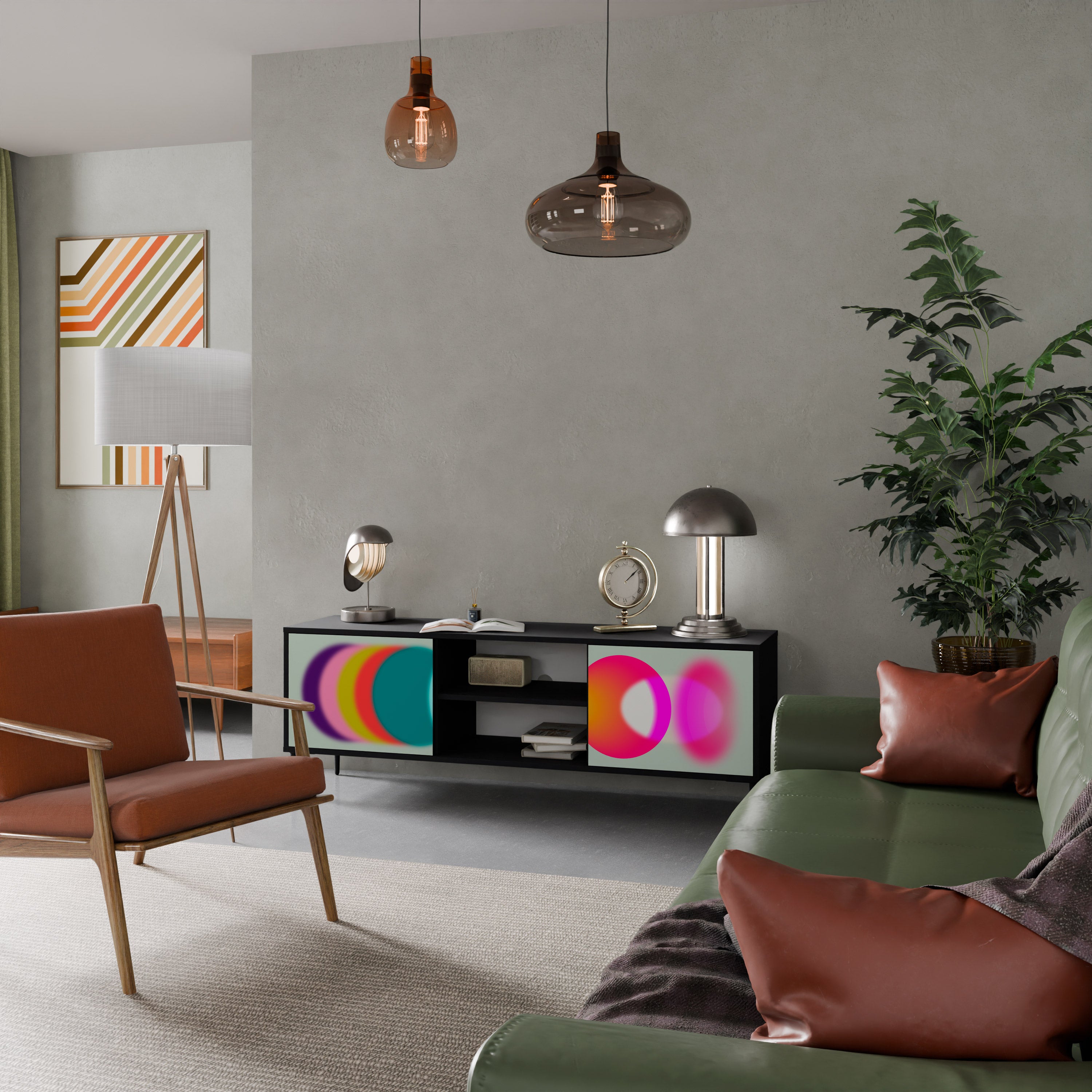Mueble de TV de 2 puertas SYMPHONY OF COLORS en acabado negro