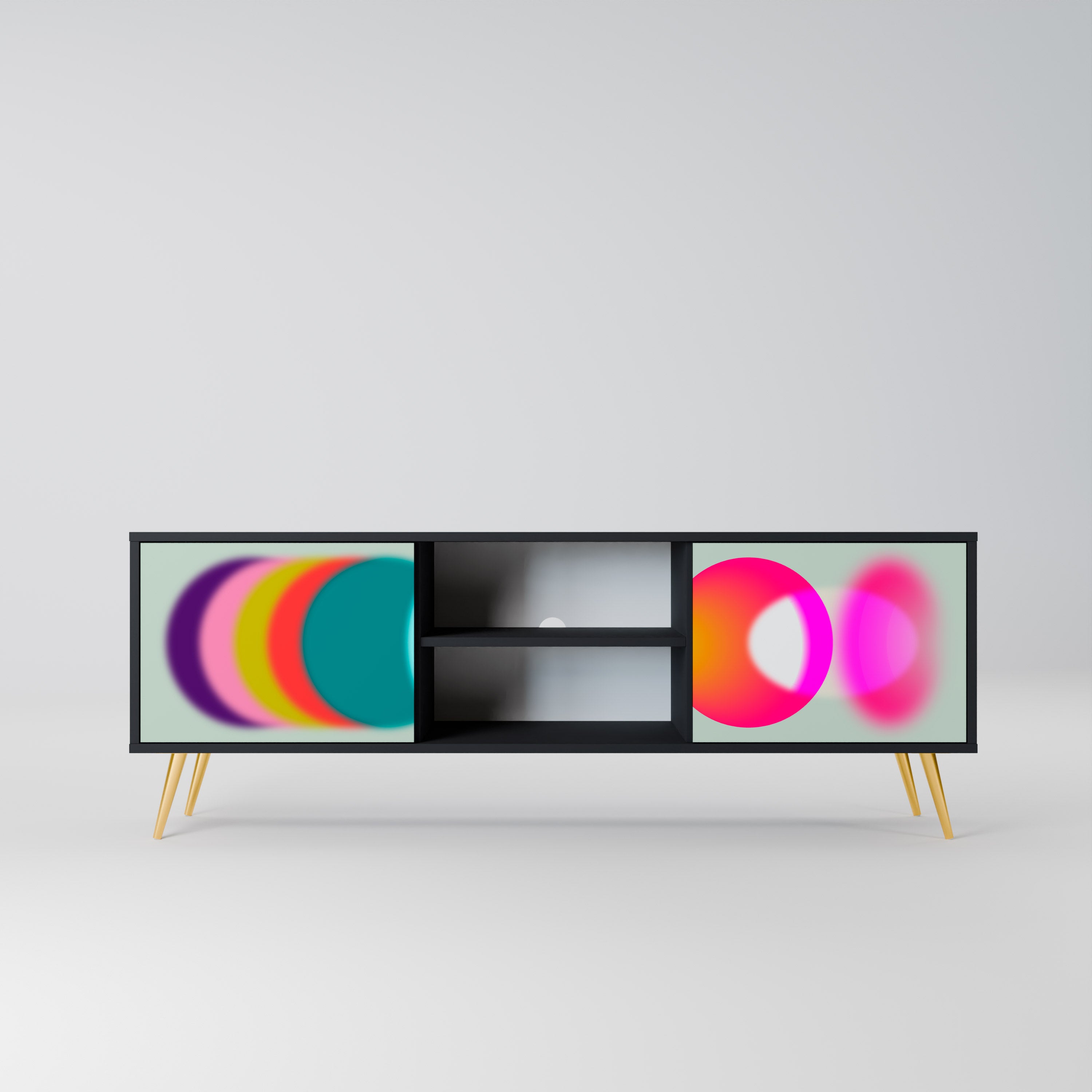 Mueble de TV de 2 puertas SYMPHONY OF COLORS en acabado negro