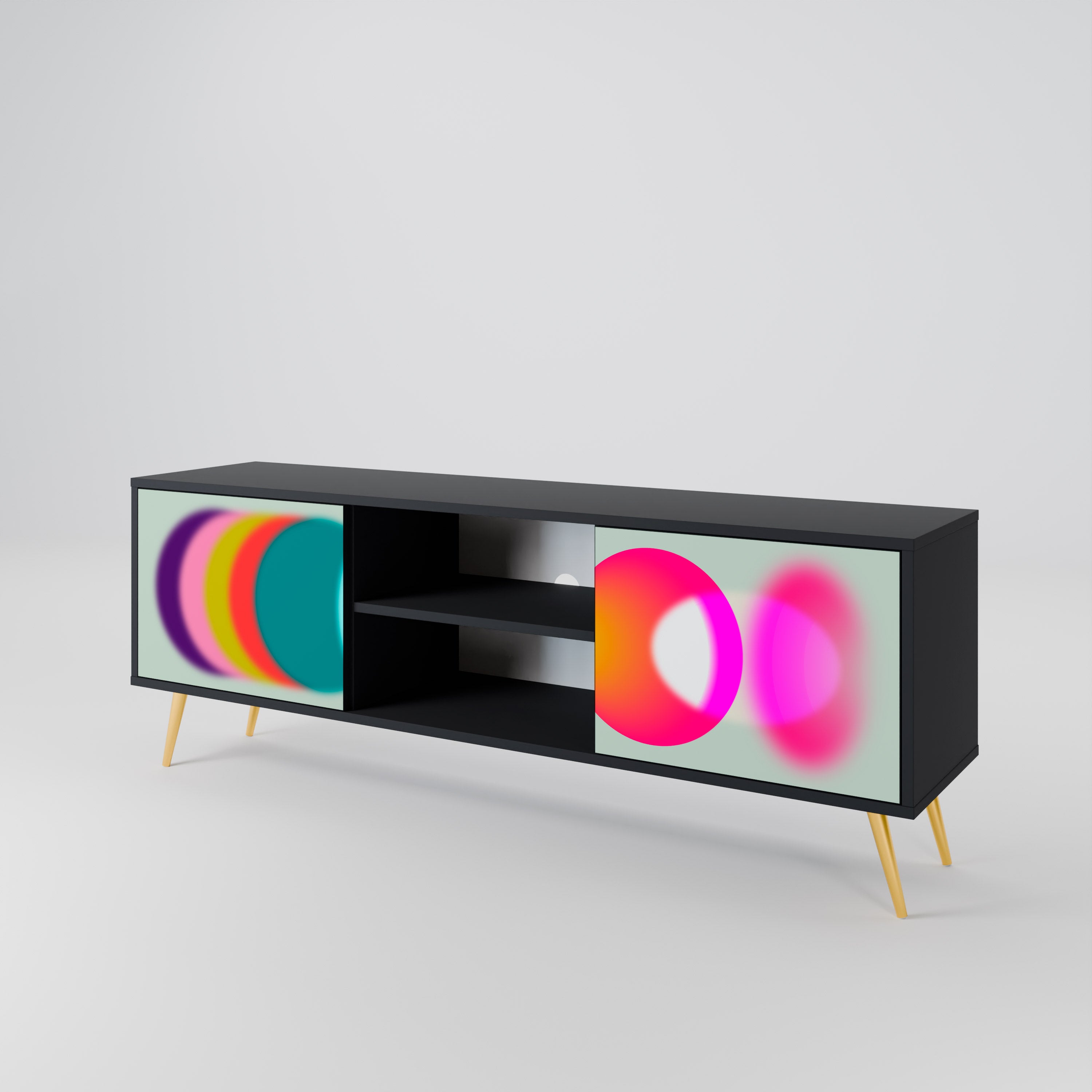Mueble de TV de 2 puertas SYMPHONY OF COLORS en acabado negro