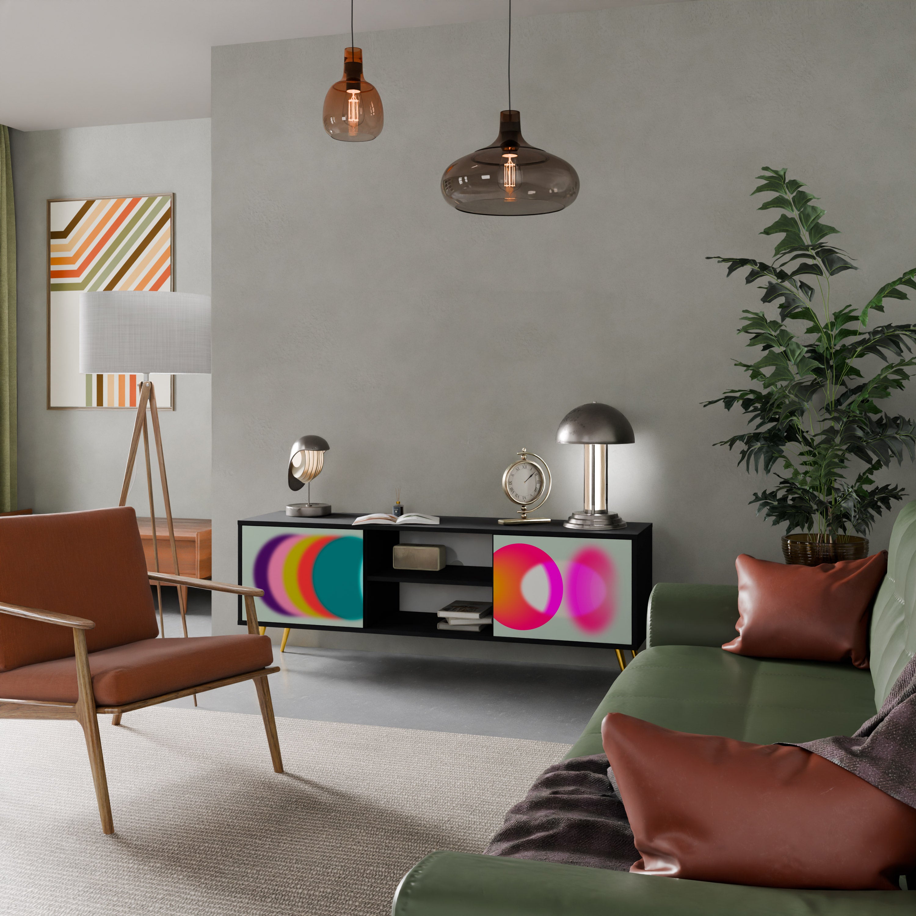 Mueble de TV de 2 puertas SYMPHONY OF COLORS en acabado negro