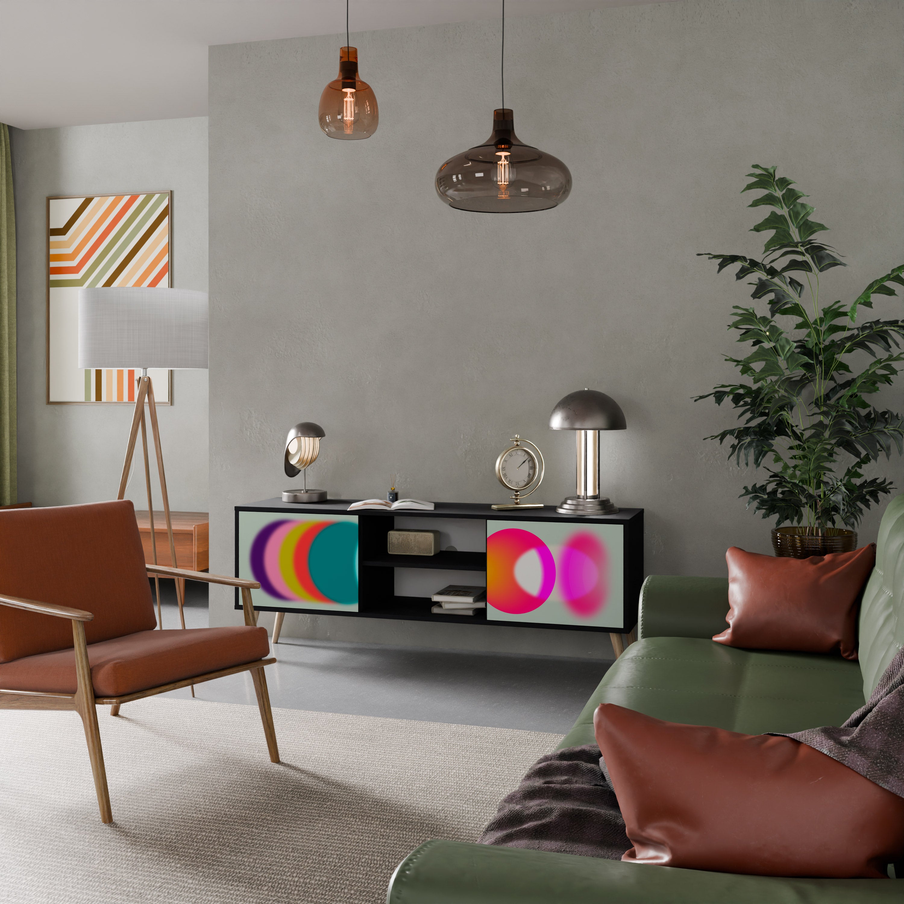 Mueble de TV de 2 puertas SYMPHONY OF COLORS en acabado negro
