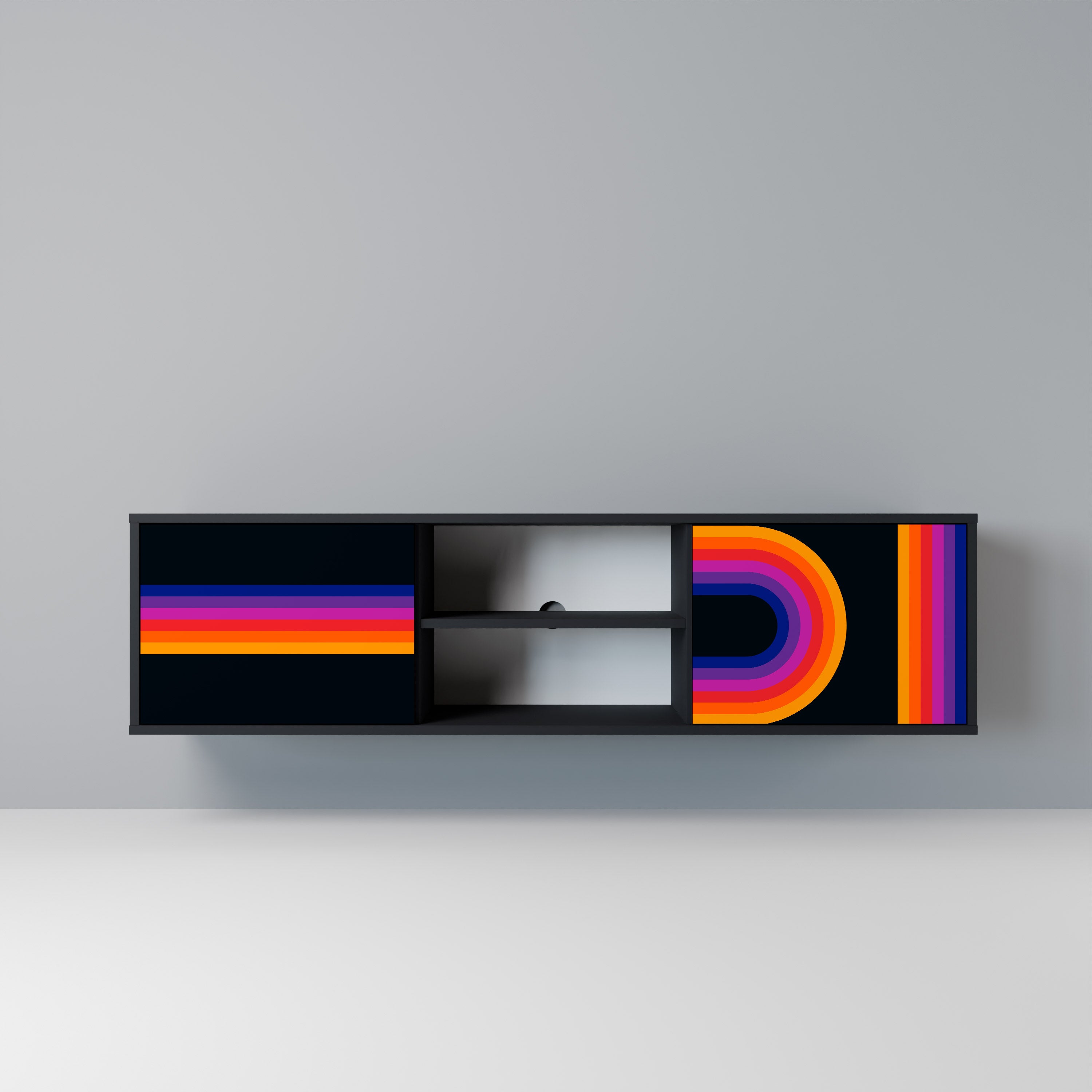 Mueble de TV de 2 puertas BLINDED BY THE LIGHTS en acabado negro