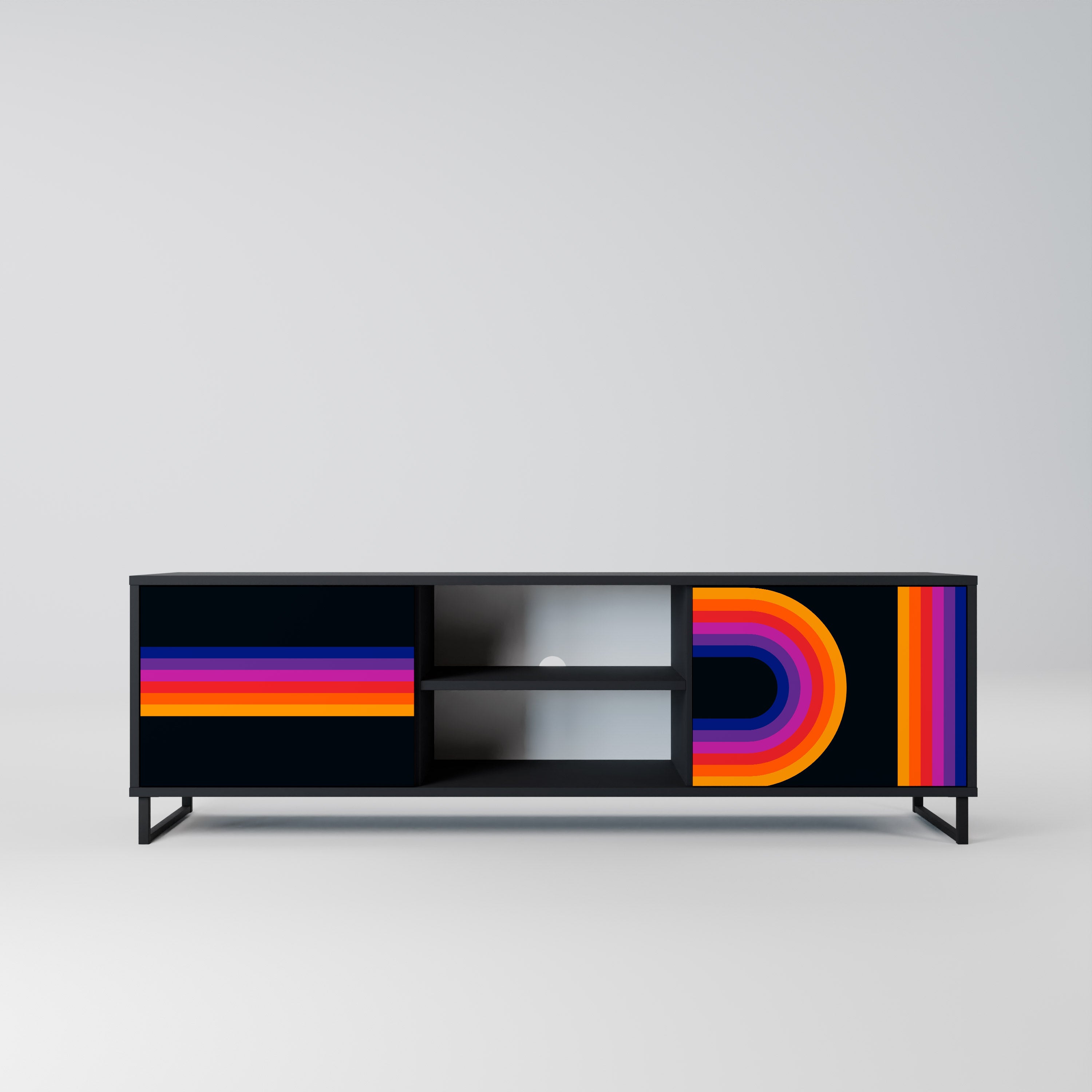 Mueble de TV de 2 puertas BLINDED BY THE LIGHTS en acabado negro