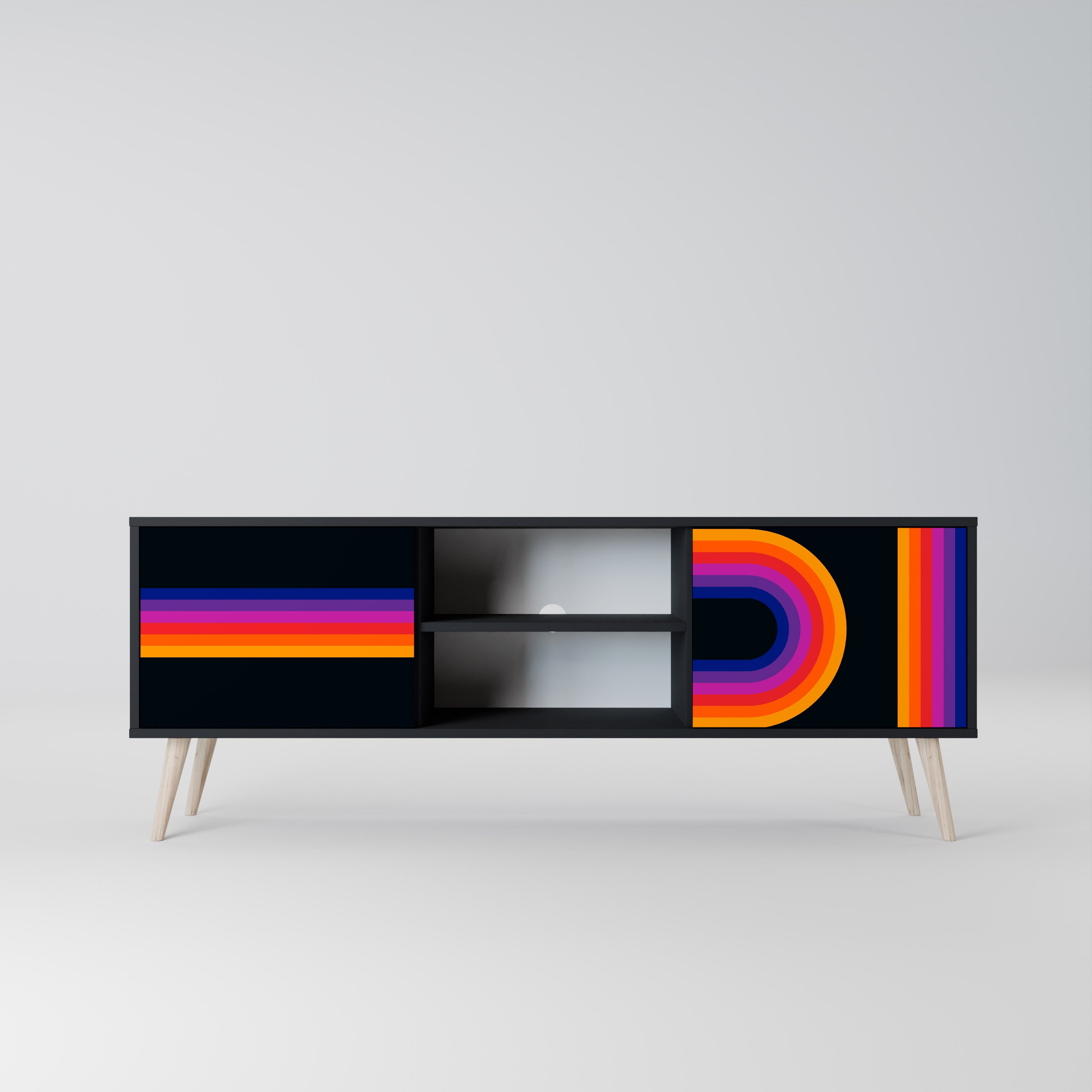 Mueble de TV de 2 puertas BLINDED BY THE LIGHTS en acabado negro