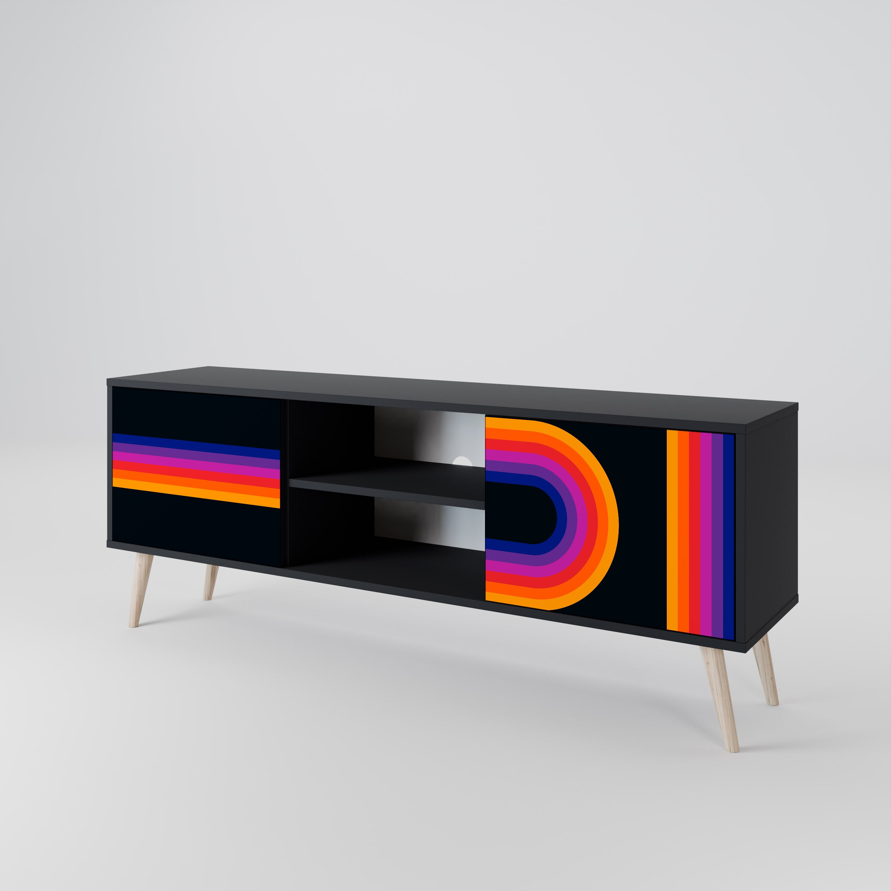Mueble de TV de 2 puertas BLINDED BY THE LIGHTS en acabado negro