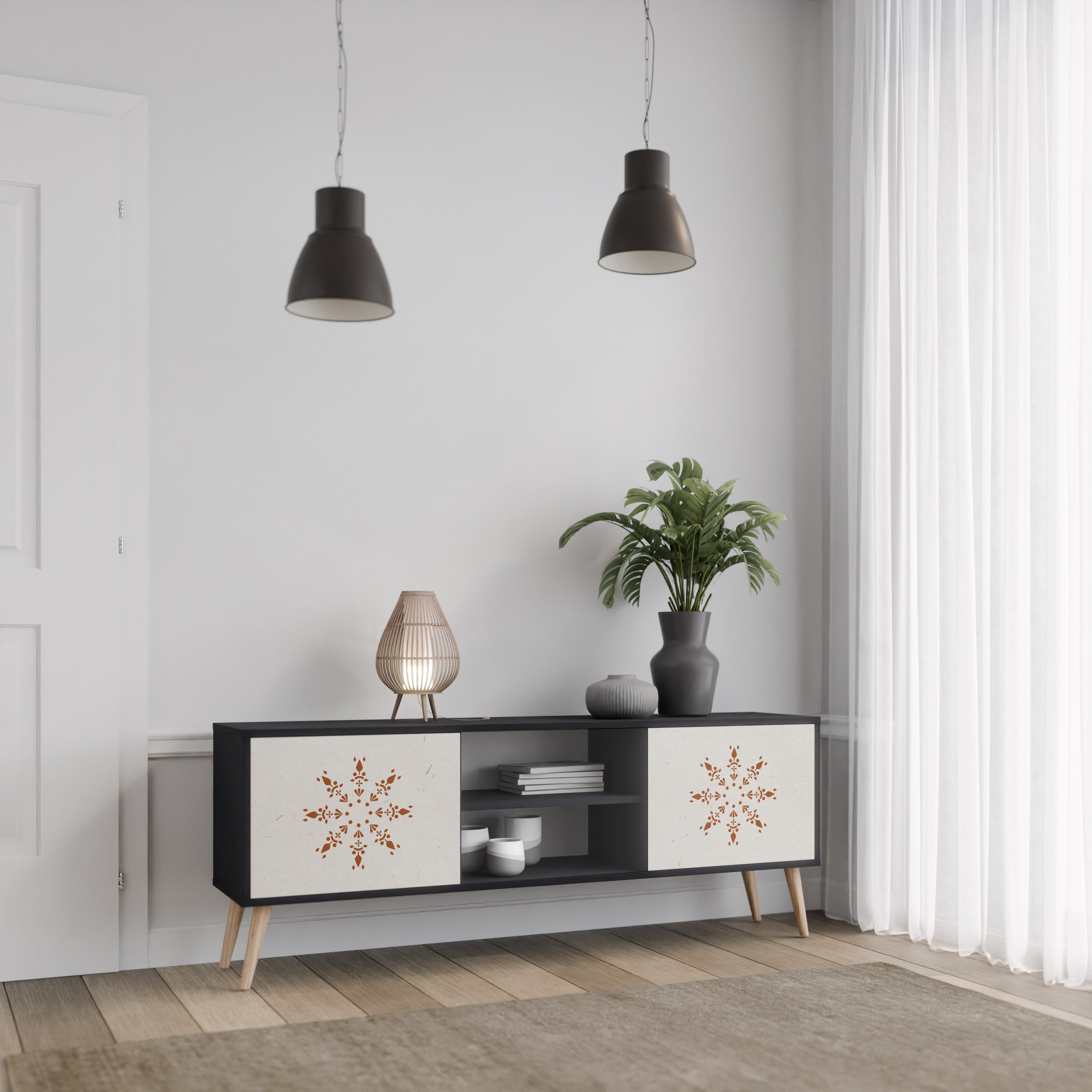 Mueble de TV DAILY HARMONY de 2 puertas con acabado negro