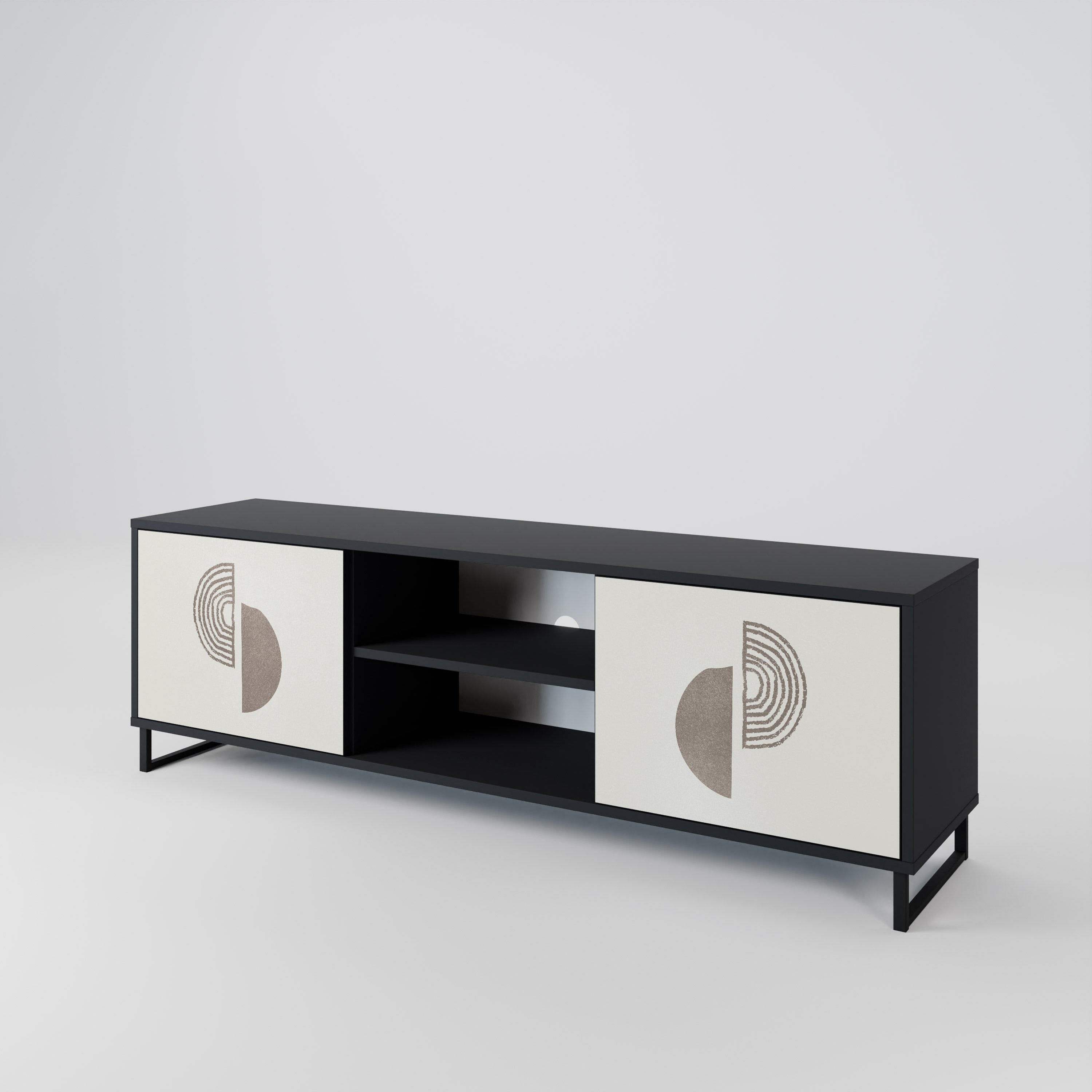 Mueble de TV de 2 puertas HARMONY ESSENCE con acabado negro