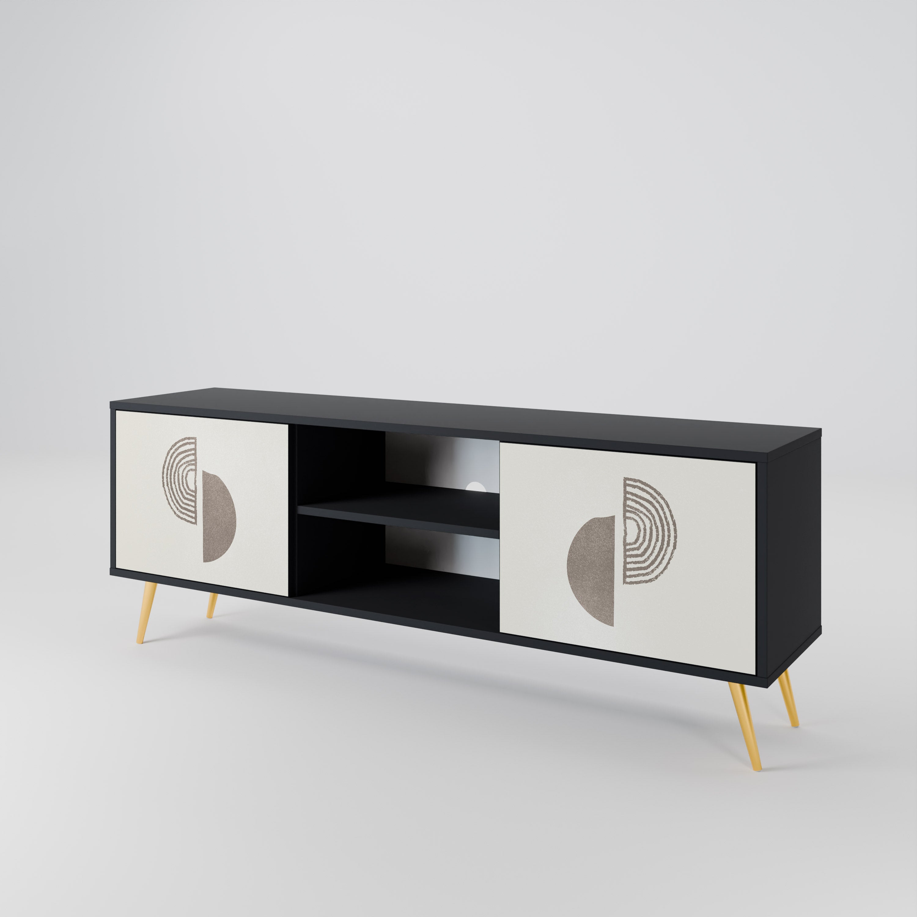 Mueble de TV de 2 puertas HARMONY ESSENCE con acabado negro
