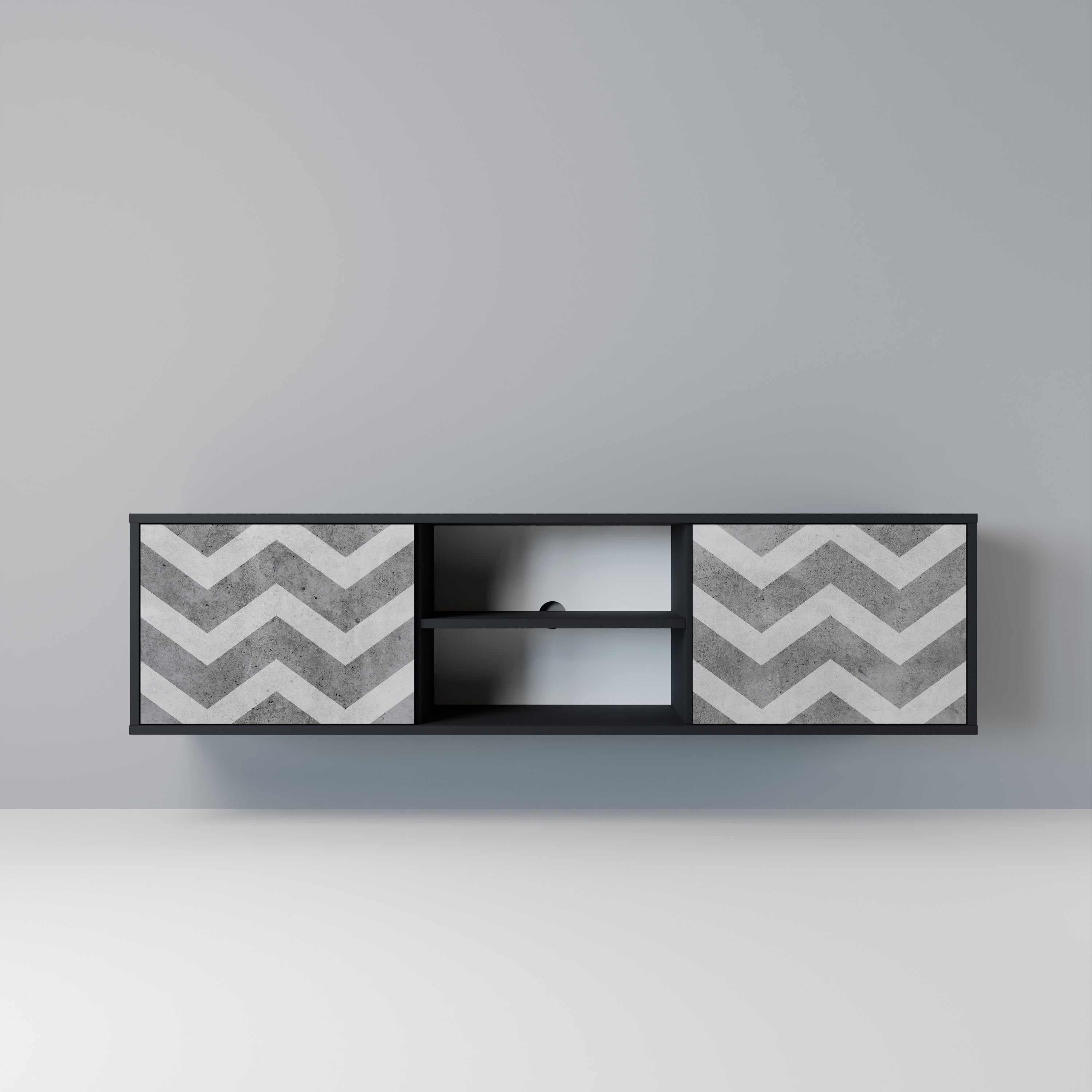 Mueble para TV TOUGH ZIG ZAG de 2 puertas con acabado negro