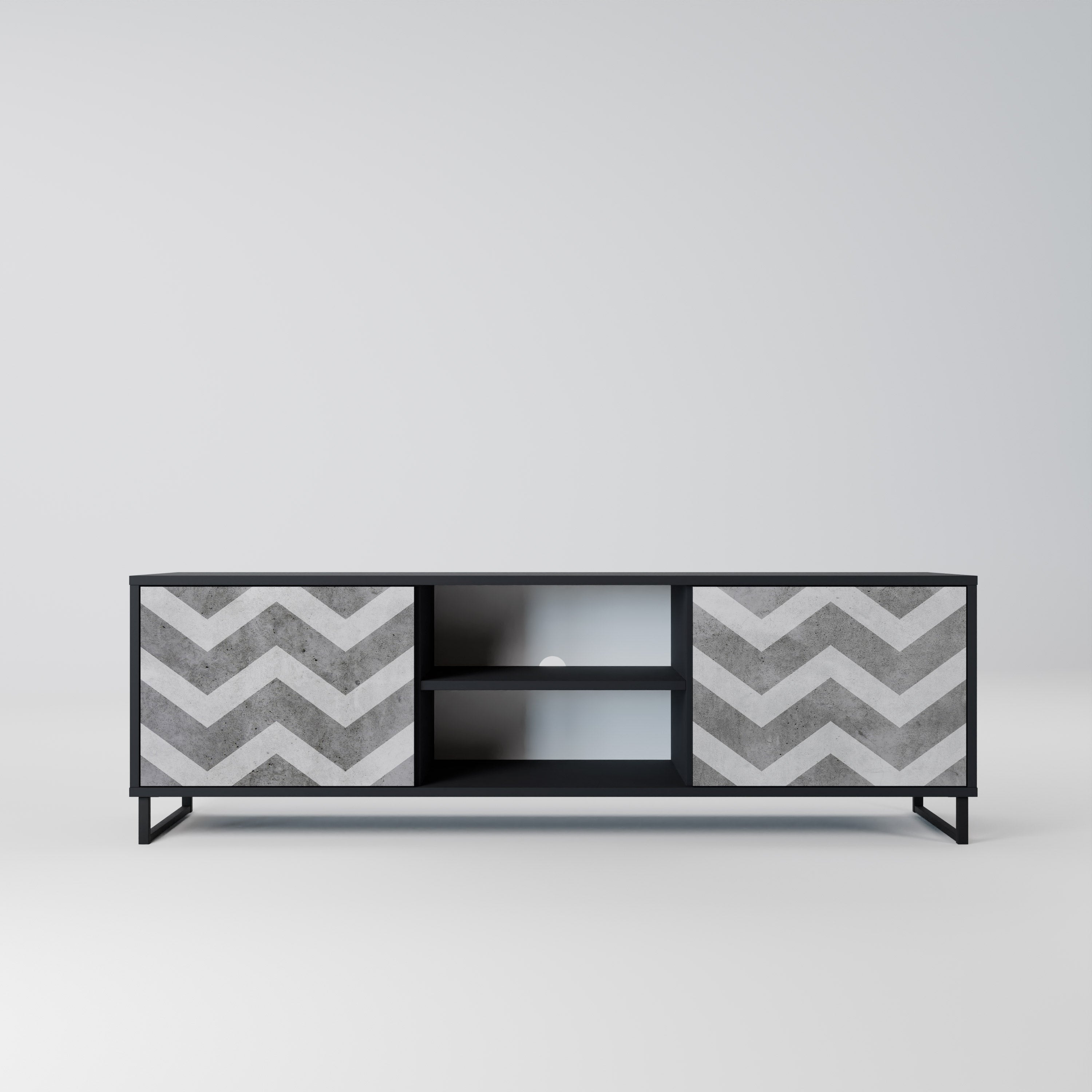 Mueble para TV TOUGH ZIG ZAG de 2 puertas con acabado negro