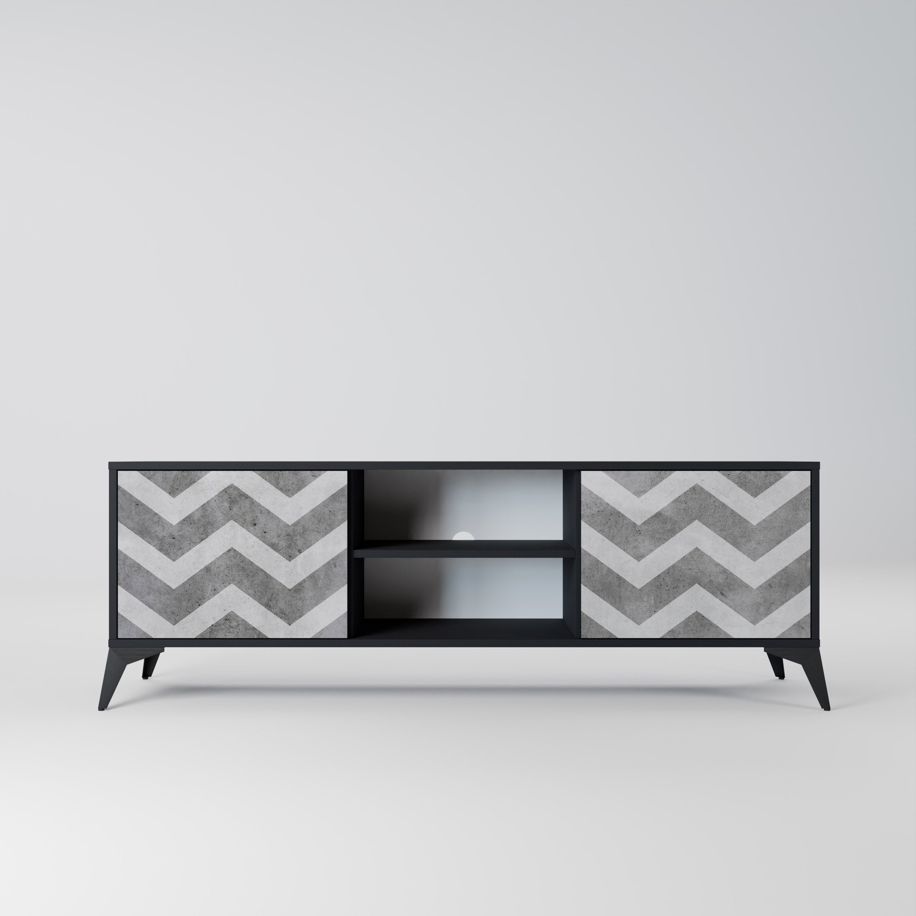 Mueble para TV TOUGH ZIG ZAG de 2 puertas con acabado negro