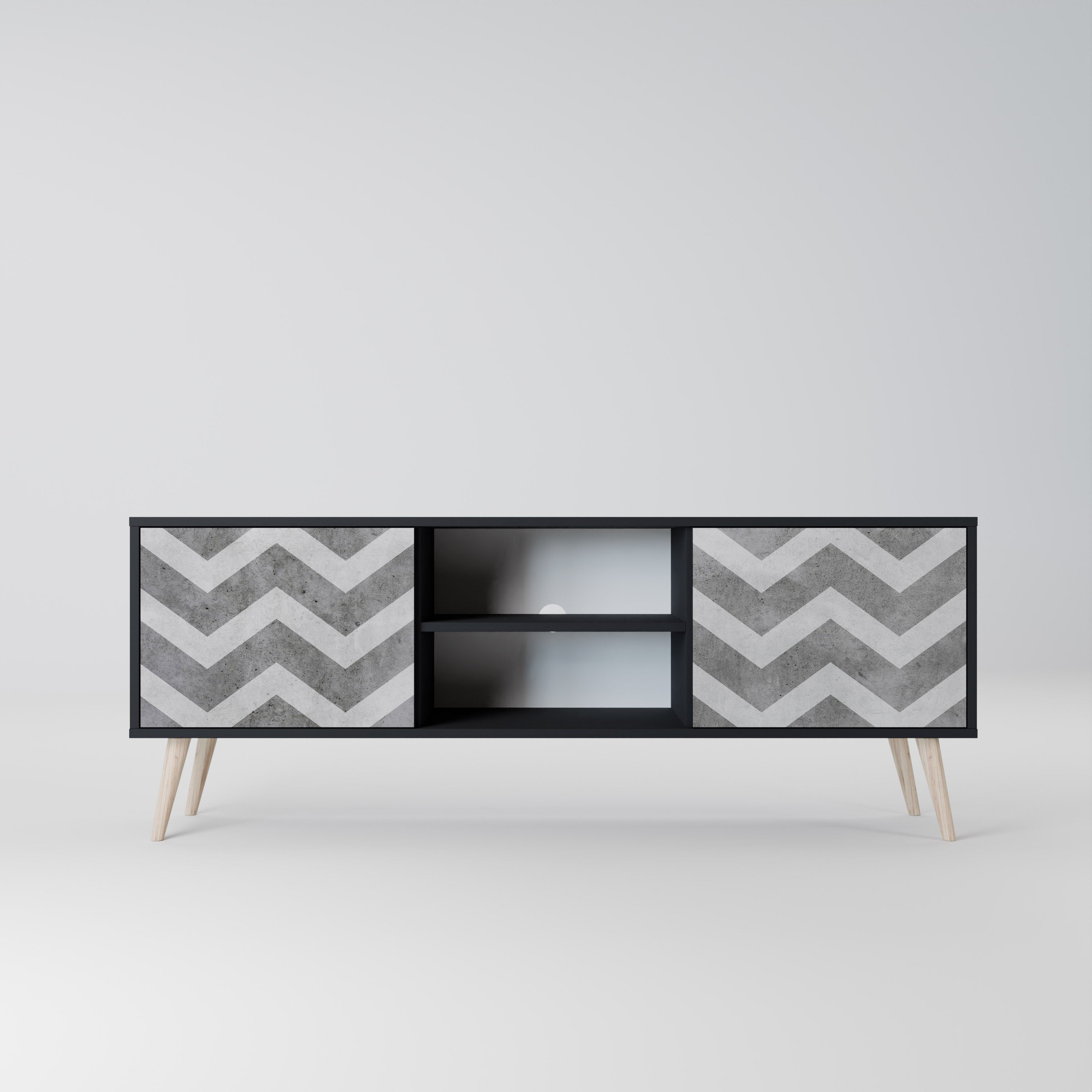 Mueble para TV TOUGH ZIG ZAG de 2 puertas con acabado negro
