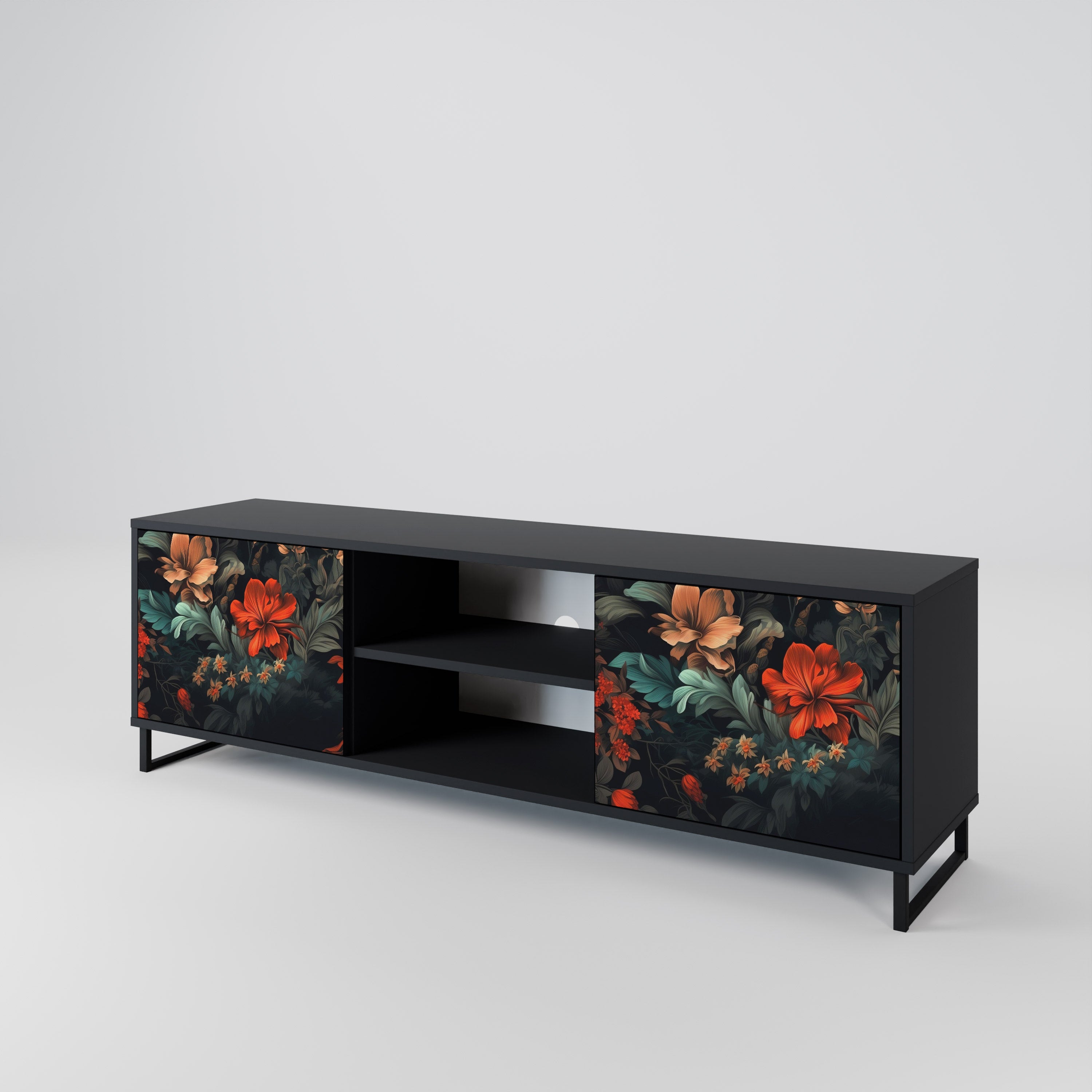 Mueble de TV IMAGINARY BLOSSOM de 2 puertas con acabado negro