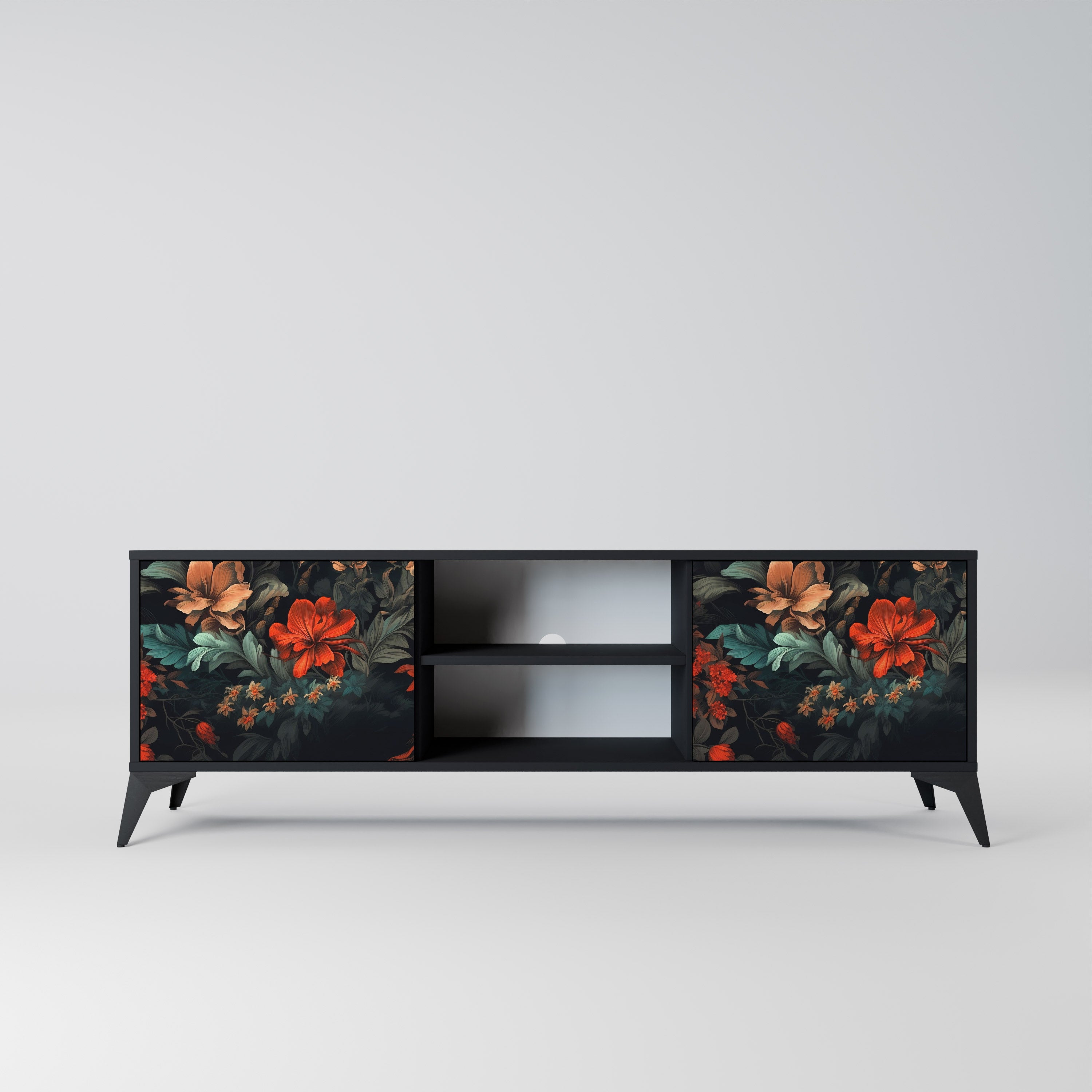 Mueble de TV IMAGINARY BLOSSOM de 2 puertas con acabado negro