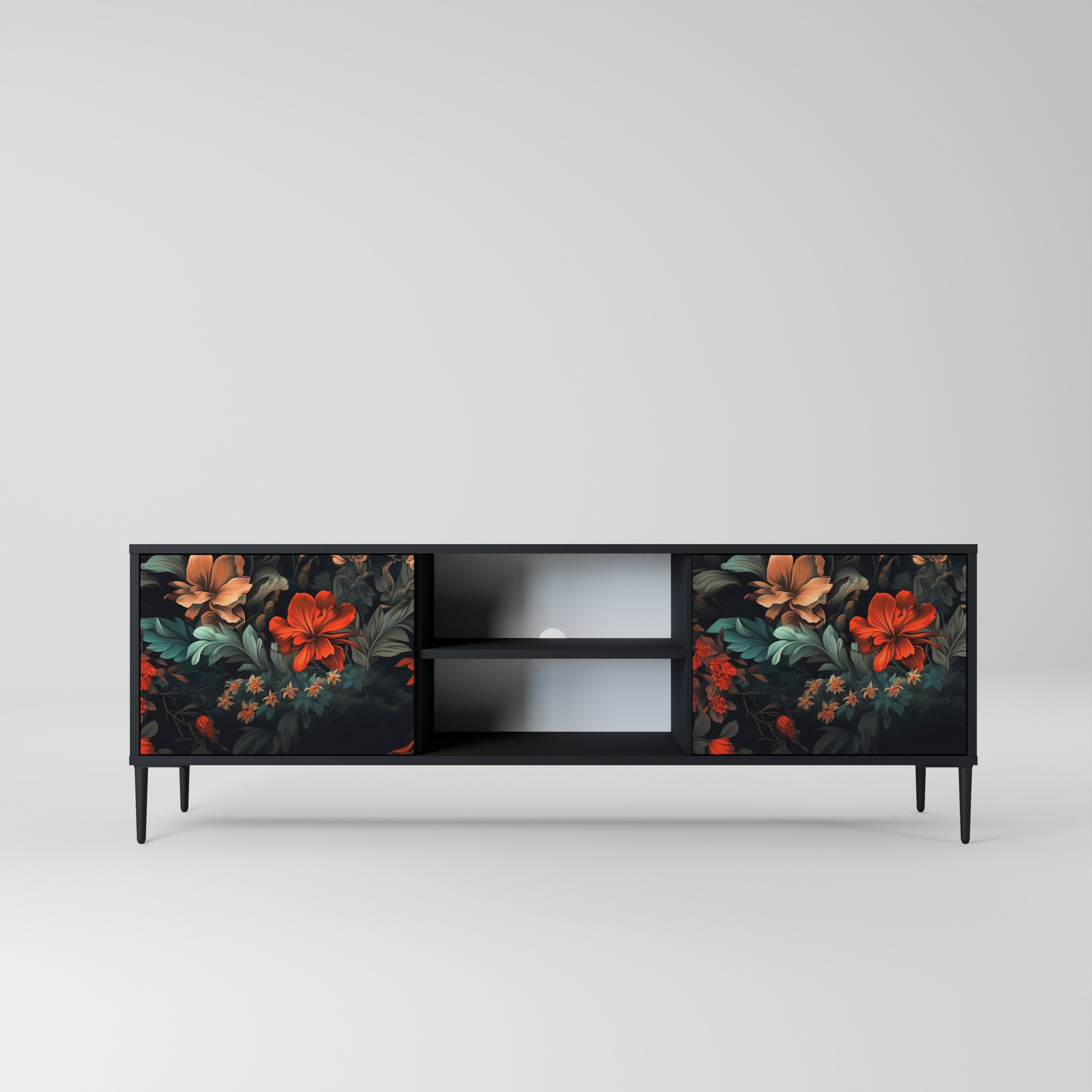 Mueble de TV IMAGINARY BLOSSOM de 2 puertas con acabado negro