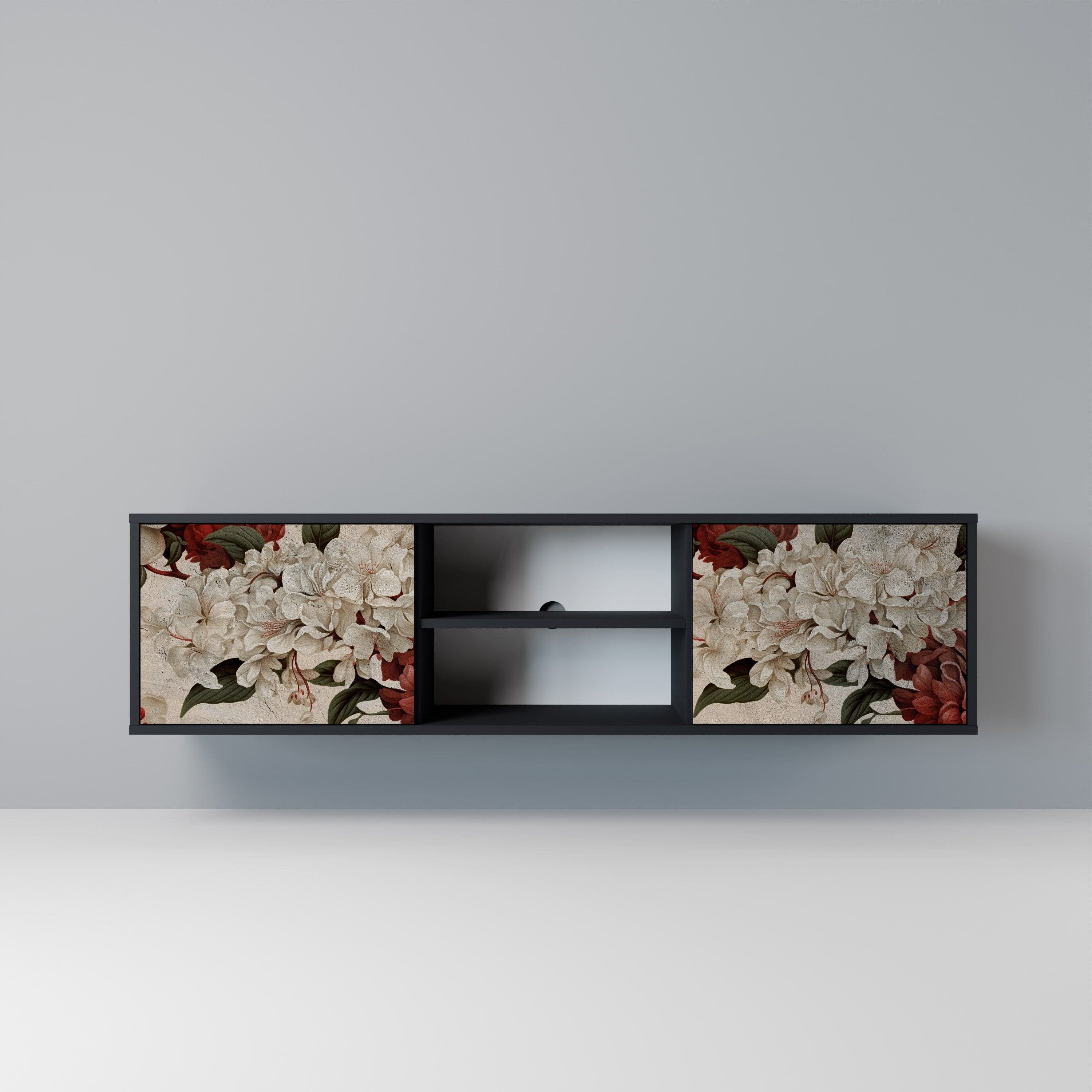Mueble de TV de 2 puertas EPHEMERAL DAYS en acabado negro