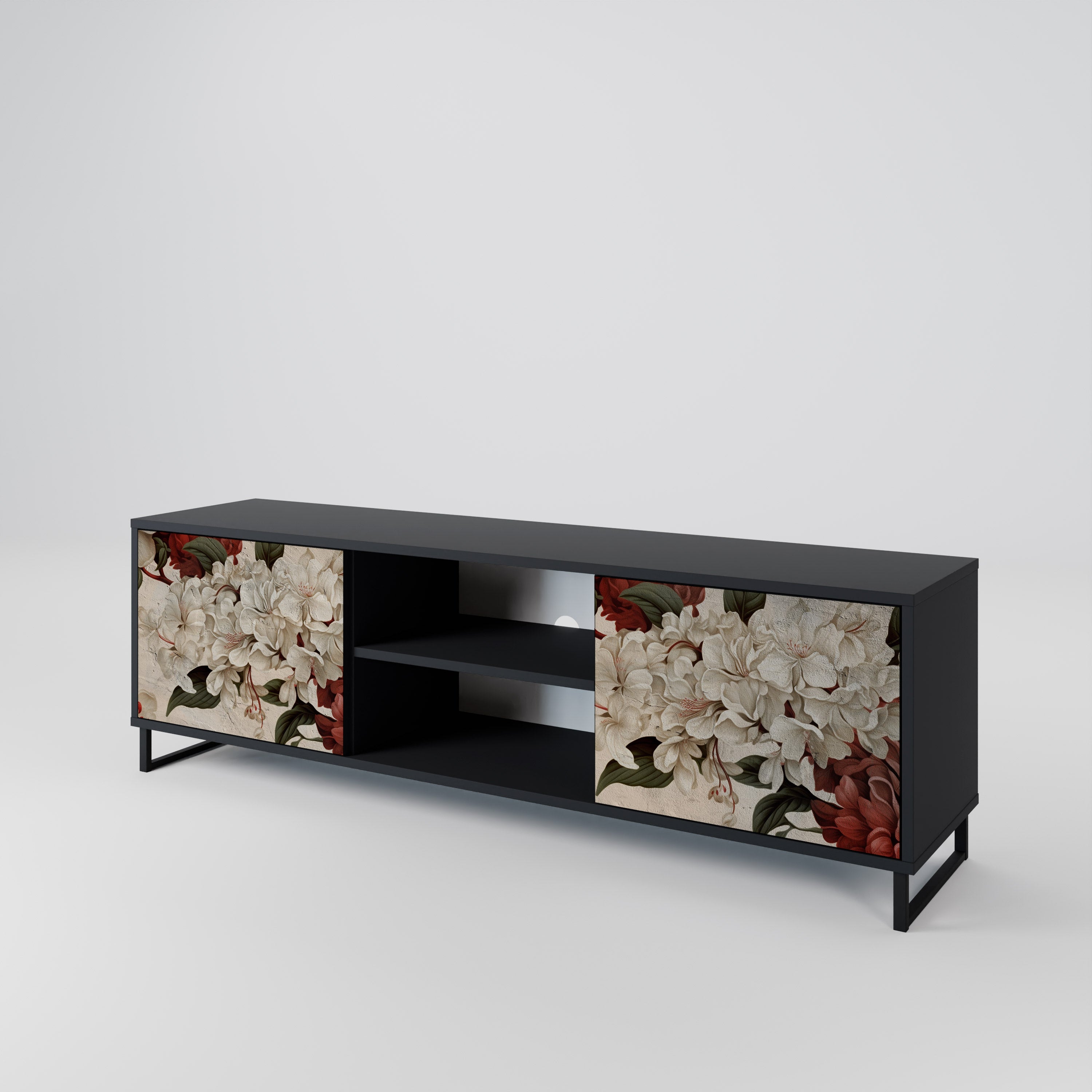 Mueble de TV de 2 puertas EPHEMERAL DAYS en acabado negro