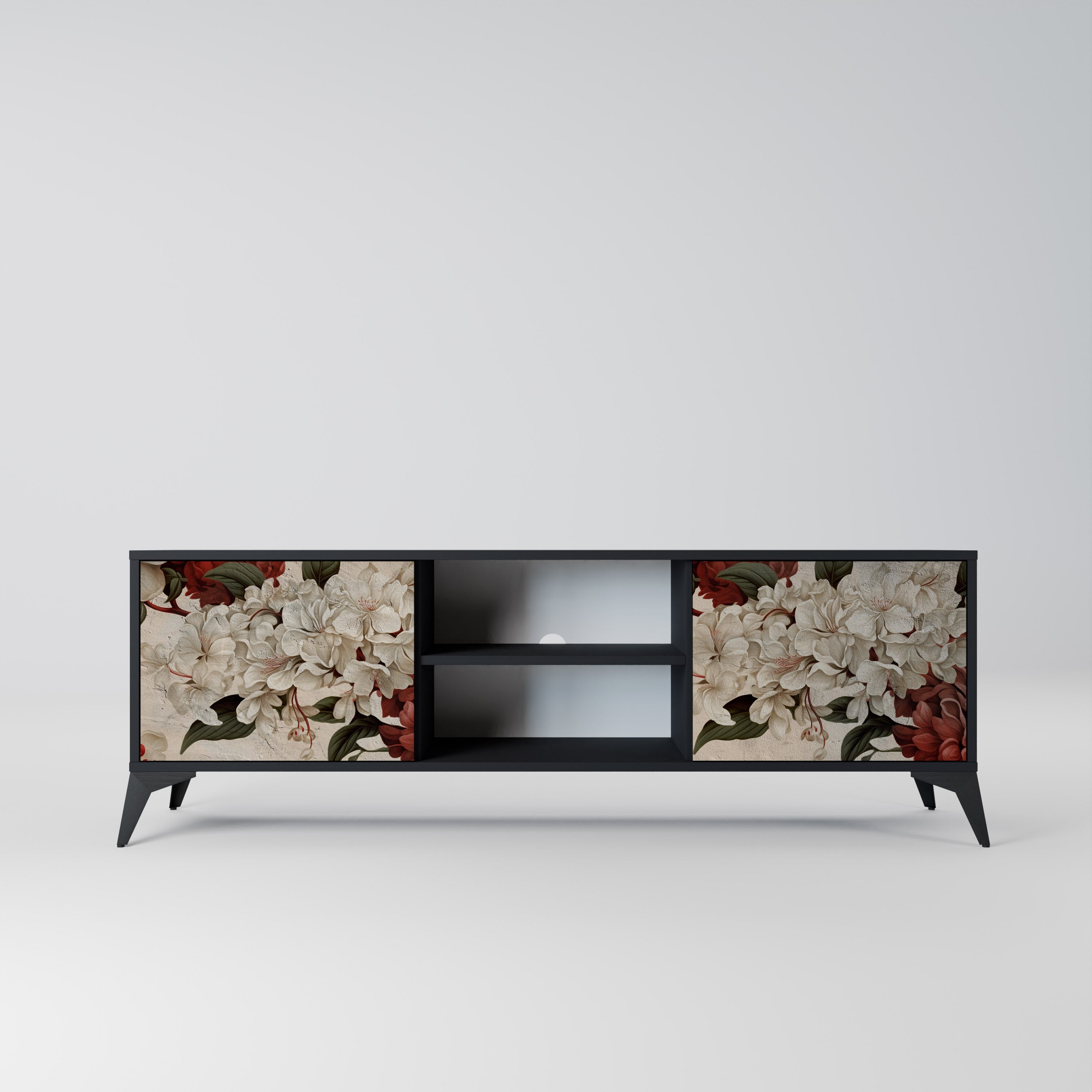 Mueble de TV de 2 puertas EPHEMERAL DAYS en acabado negro