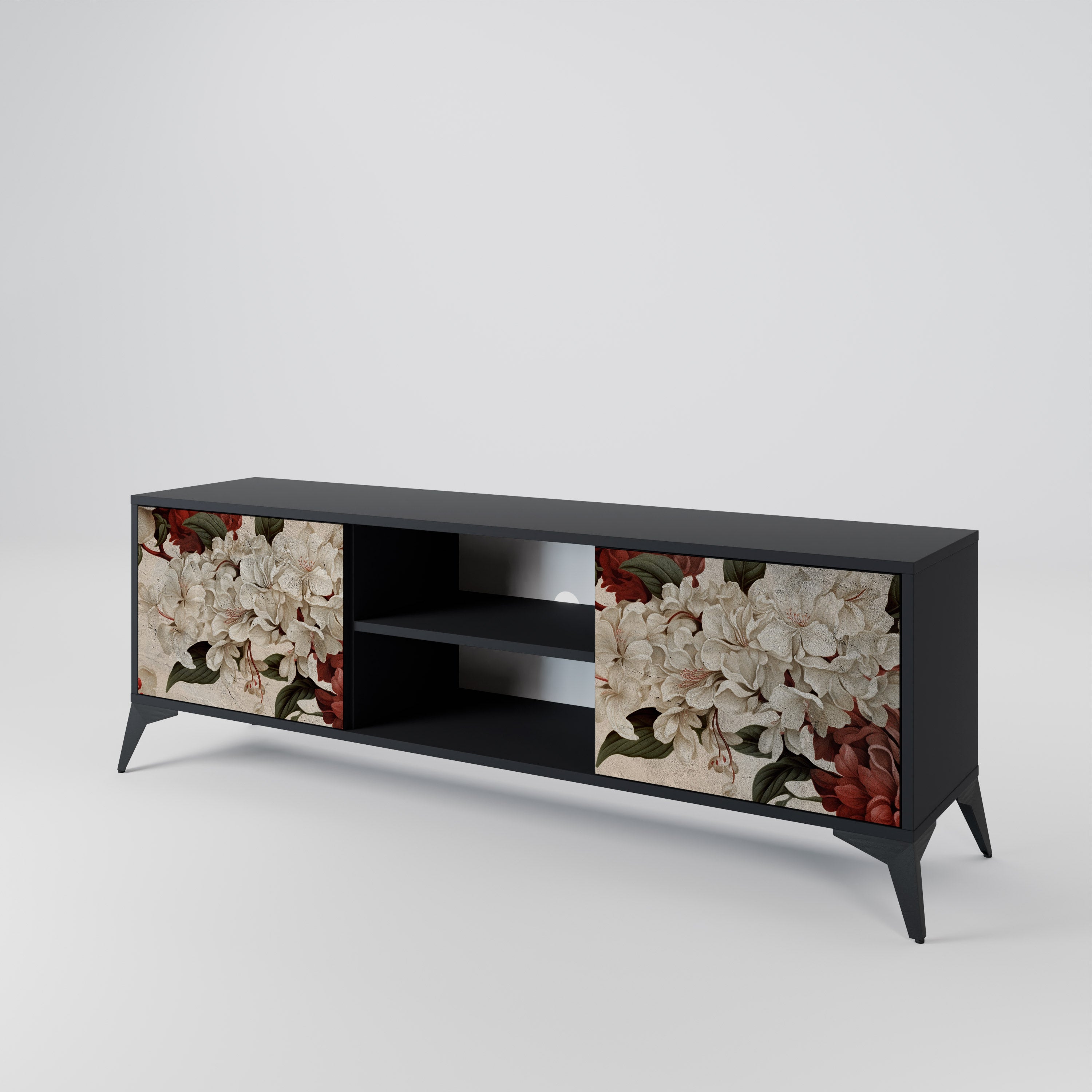 Mueble de TV de 2 puertas EPHEMERAL DAYS en acabado negro