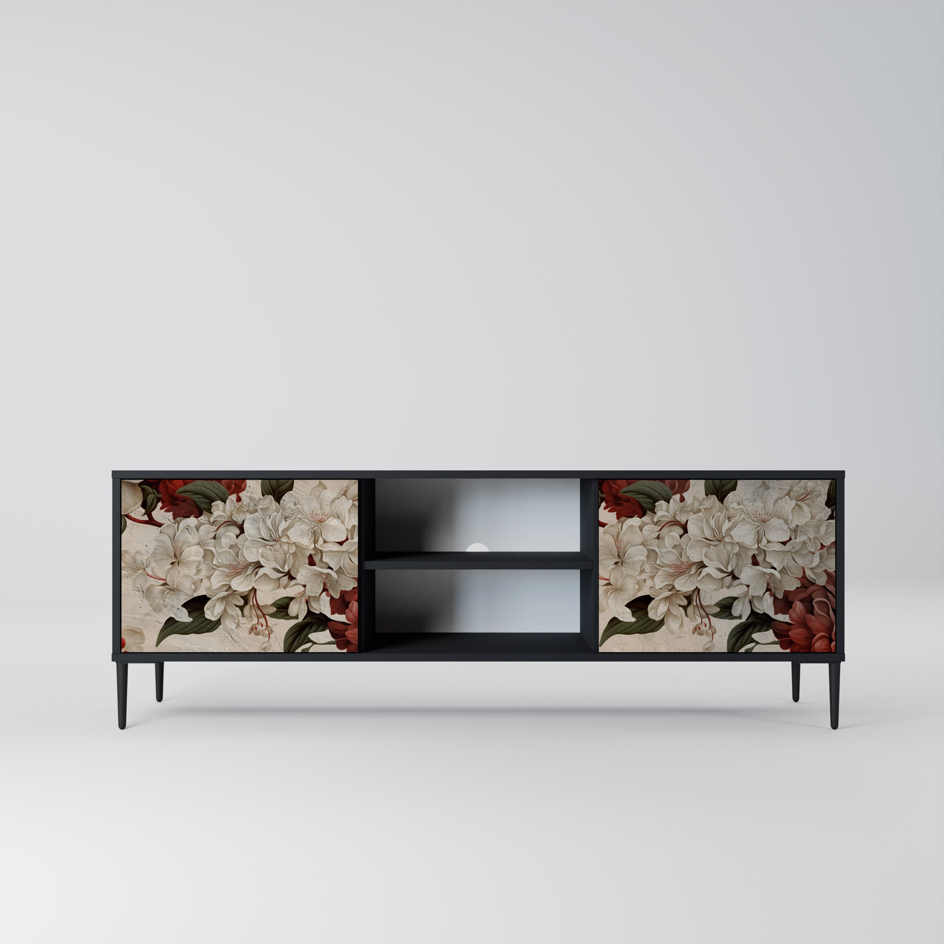 Mueble de TV de 2 puertas EPHEMERAL DAYS en acabado negro