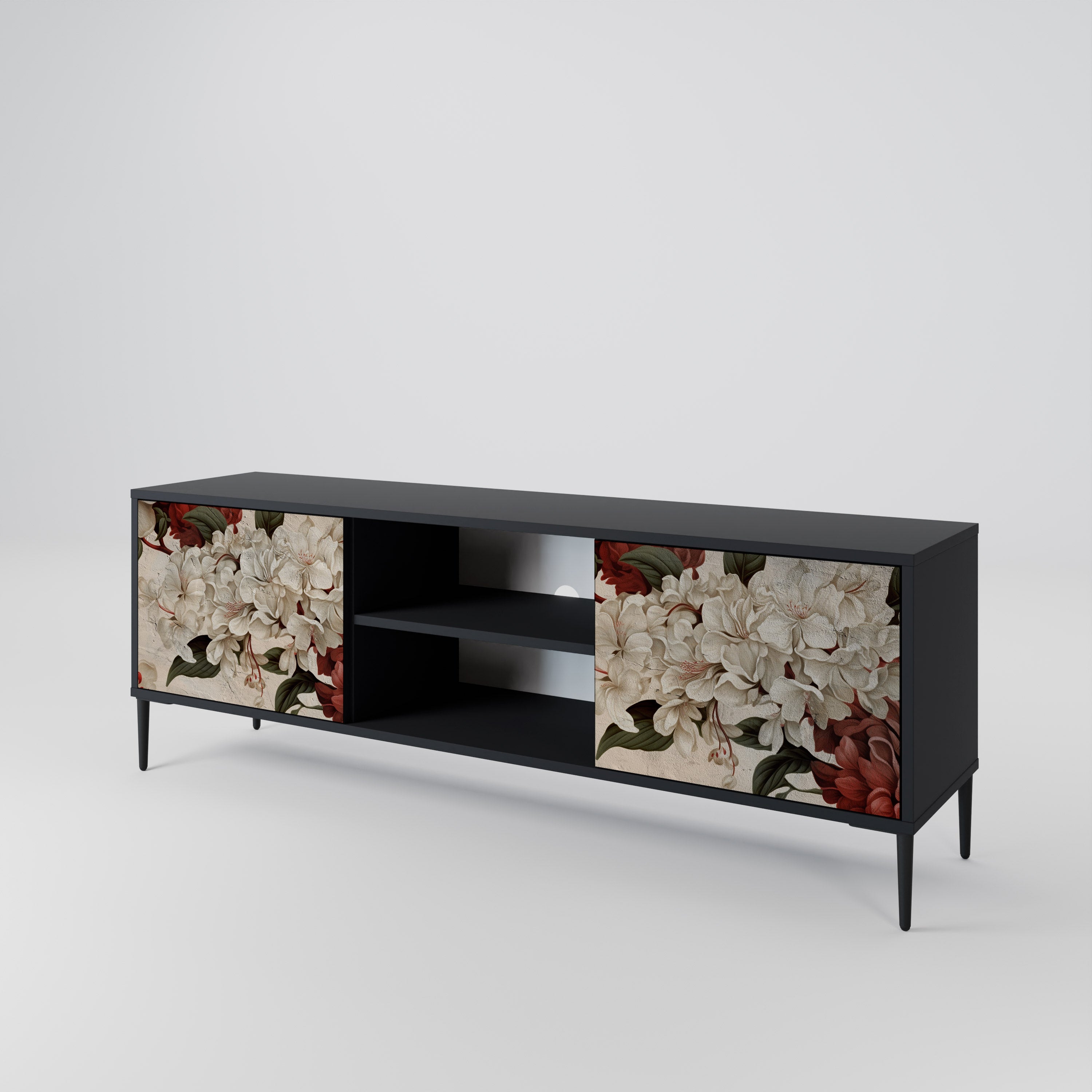 Mueble de TV de 2 puertas EPHEMERAL DAYS en acabado negro