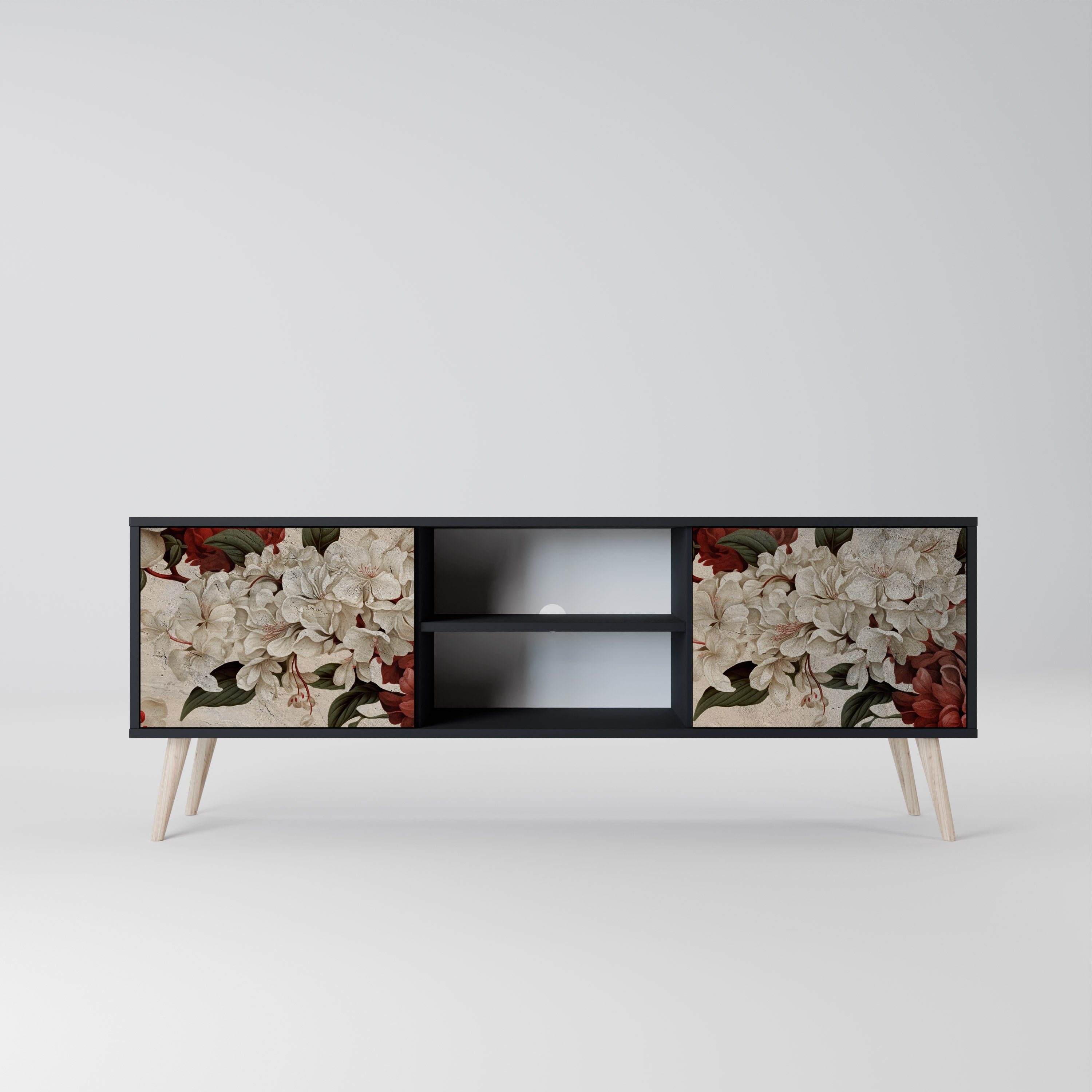 Mueble de TV de 2 puertas EPHEMERAL DAYS en acabado negro
