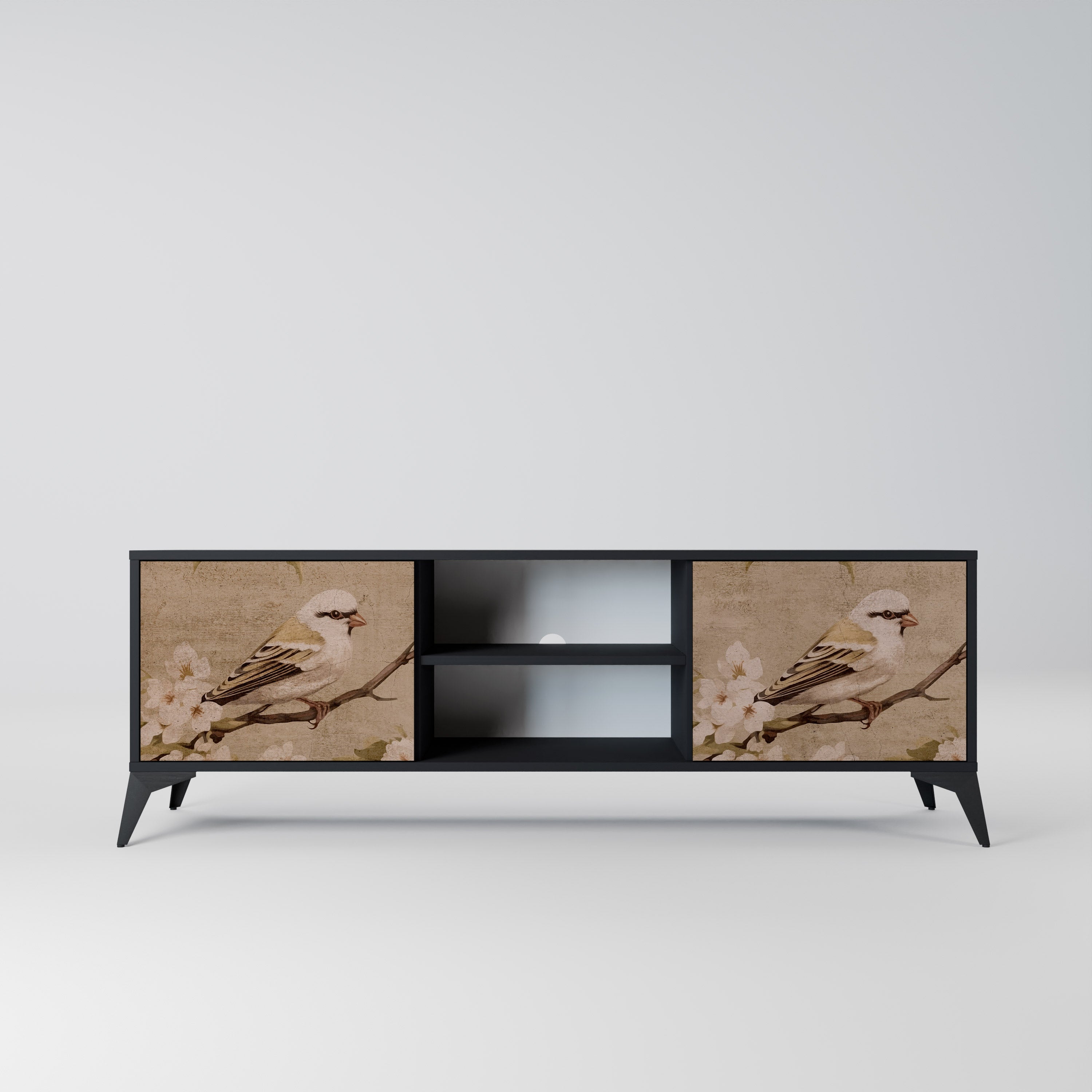 Mueble de TV de 2 puertas PETAL DISTINGUISH en acabado negro