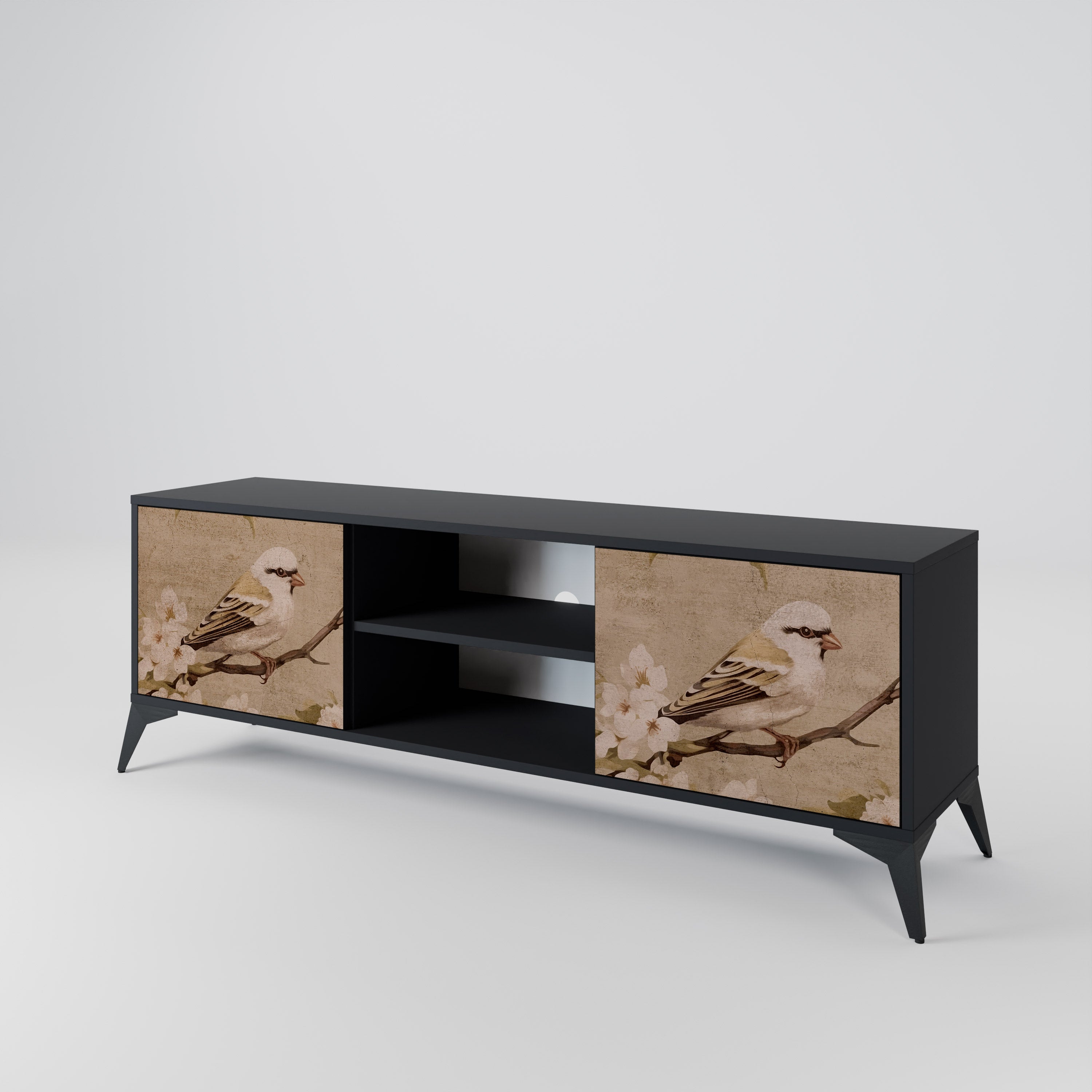 Mueble de TV de 2 puertas PETAL DISTINGUISH en acabado negro