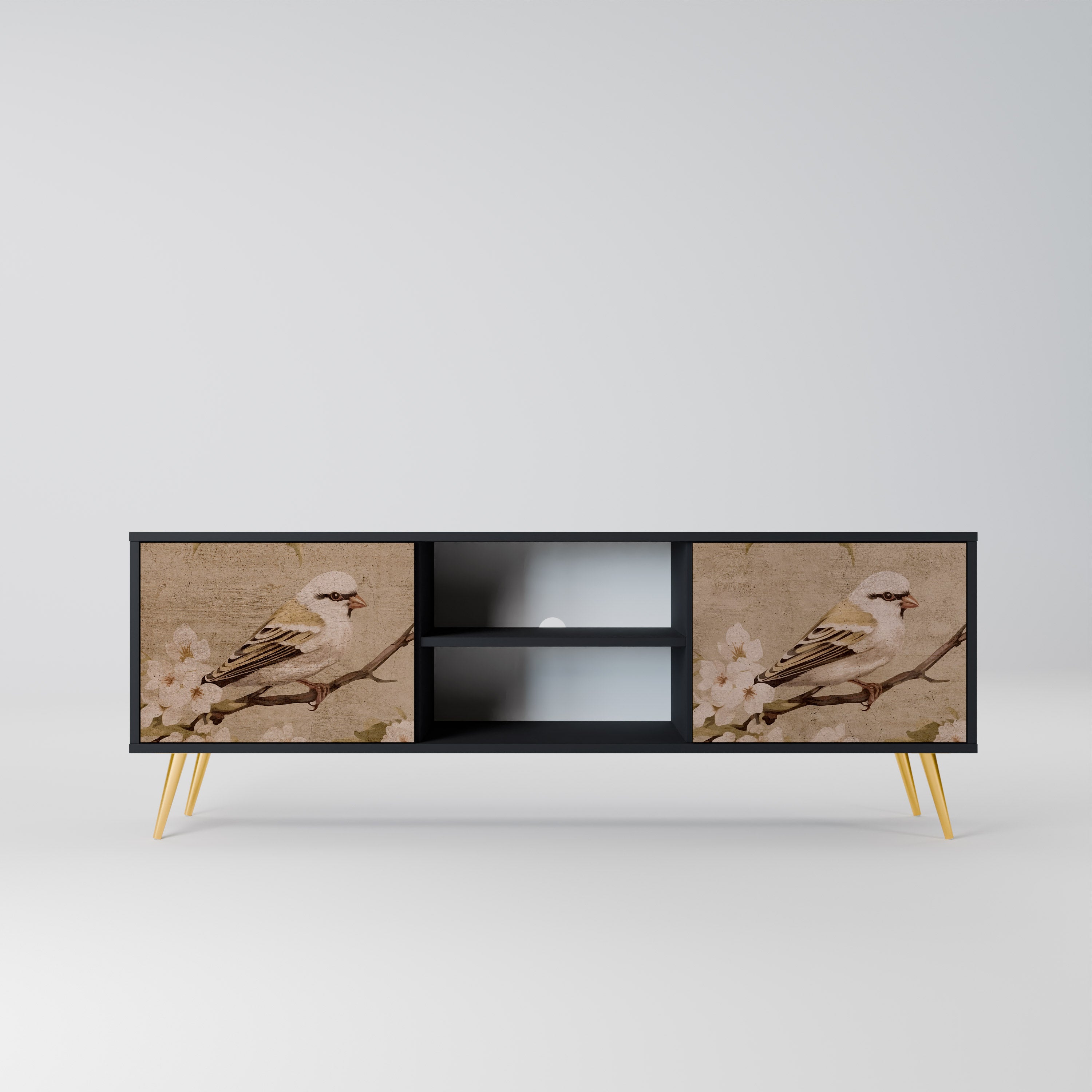 Mueble de TV de 2 puertas PETAL DISTINGUISH en acabado negro