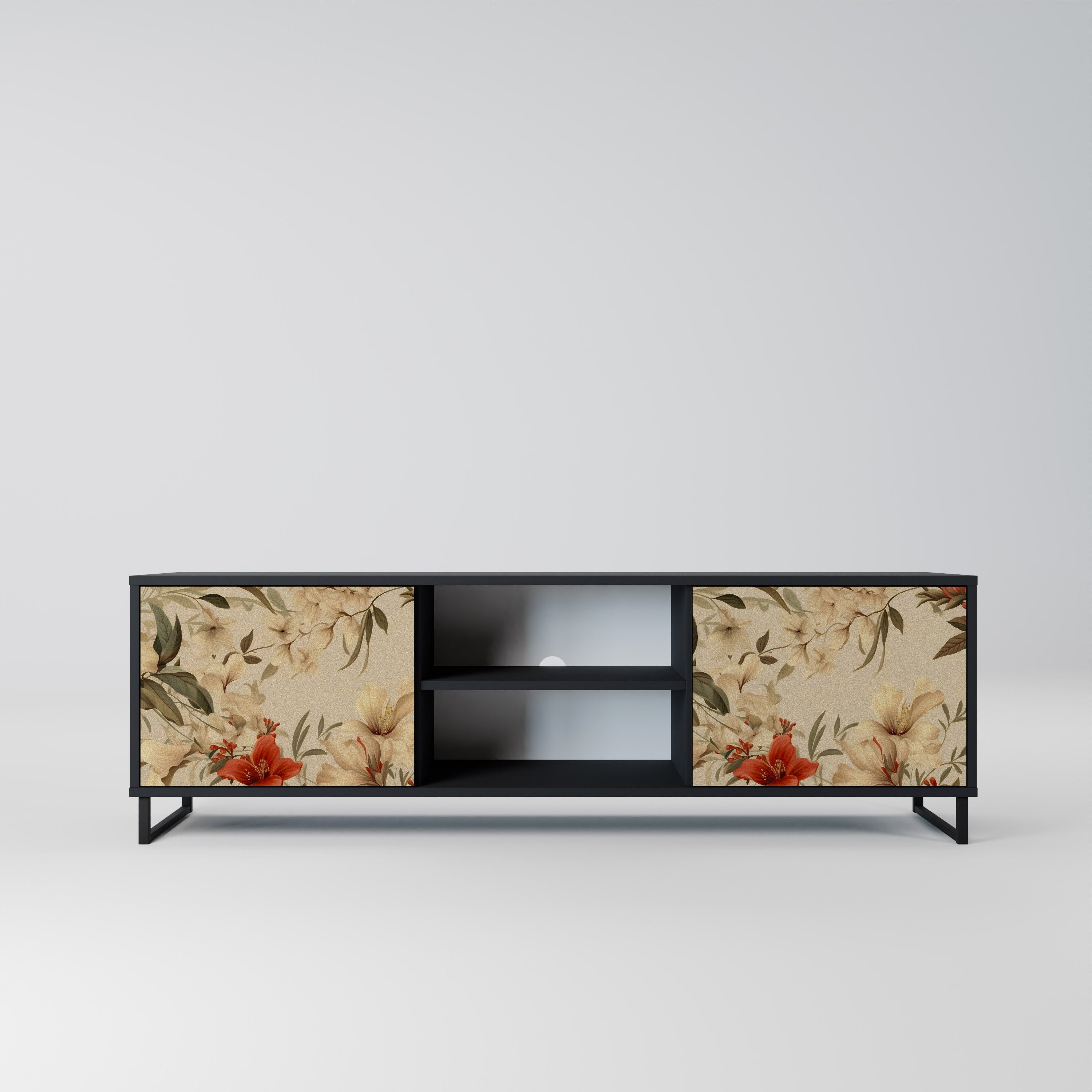 Mueble de TV de 2 puertas BLOOMING HARMONY en acabado negro