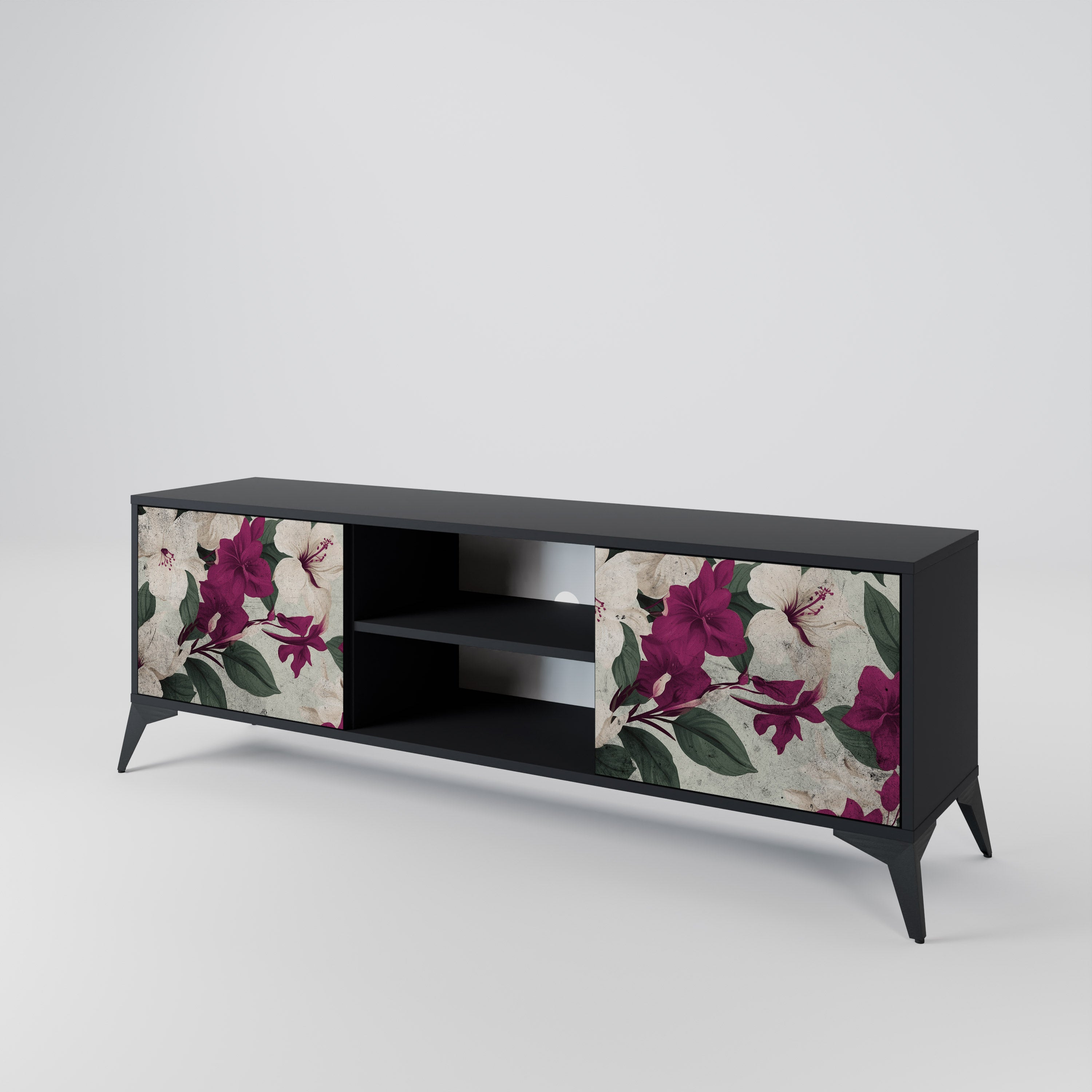Mueble de TV de 2 puertas FLOWERET DREAM en acabado negro