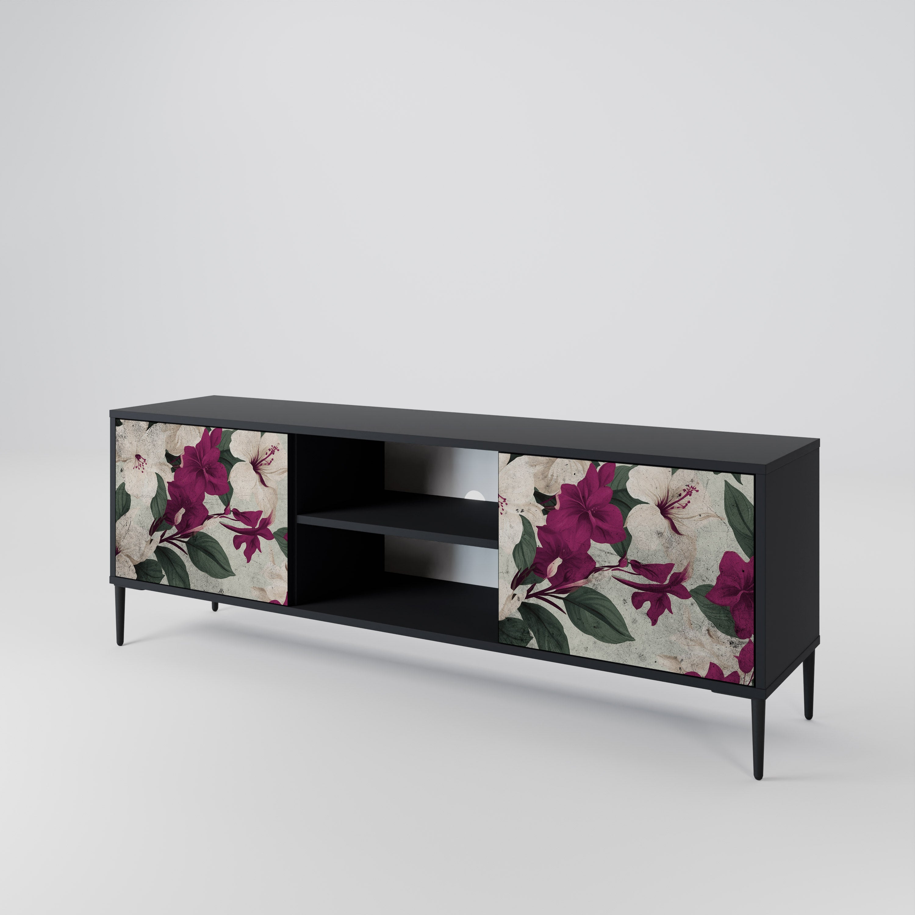 Mueble de TV de 2 puertas FLOWERET DREAM en acabado negro